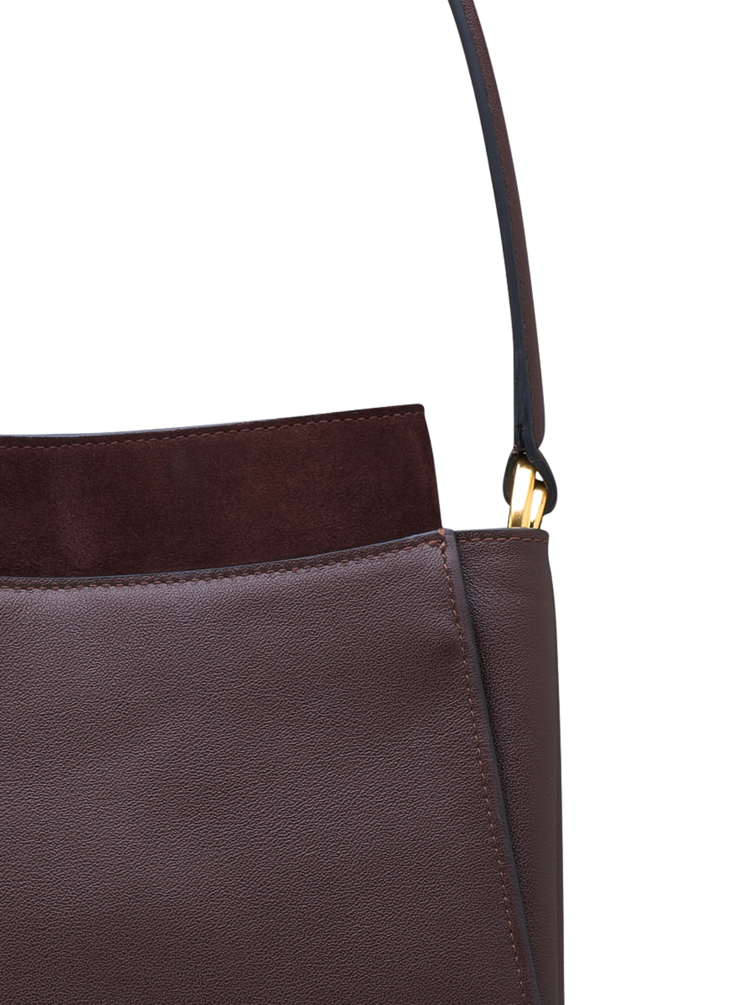 HerPorte-Dark Chocolate Erid Tote in Calf Leather and Suede