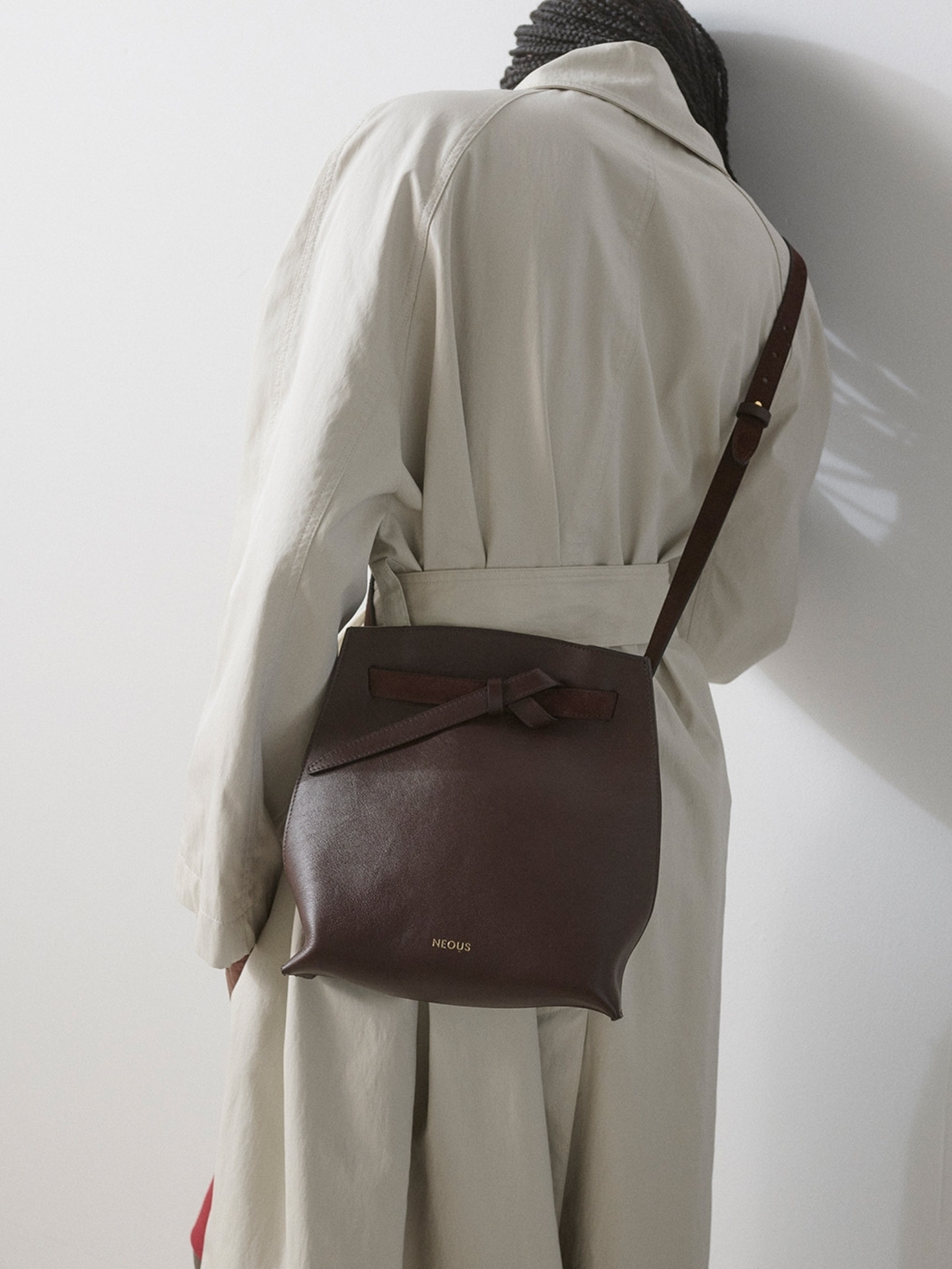 DARK CHOCOLATE Himalia Calf LEATHER Crossbody Bag