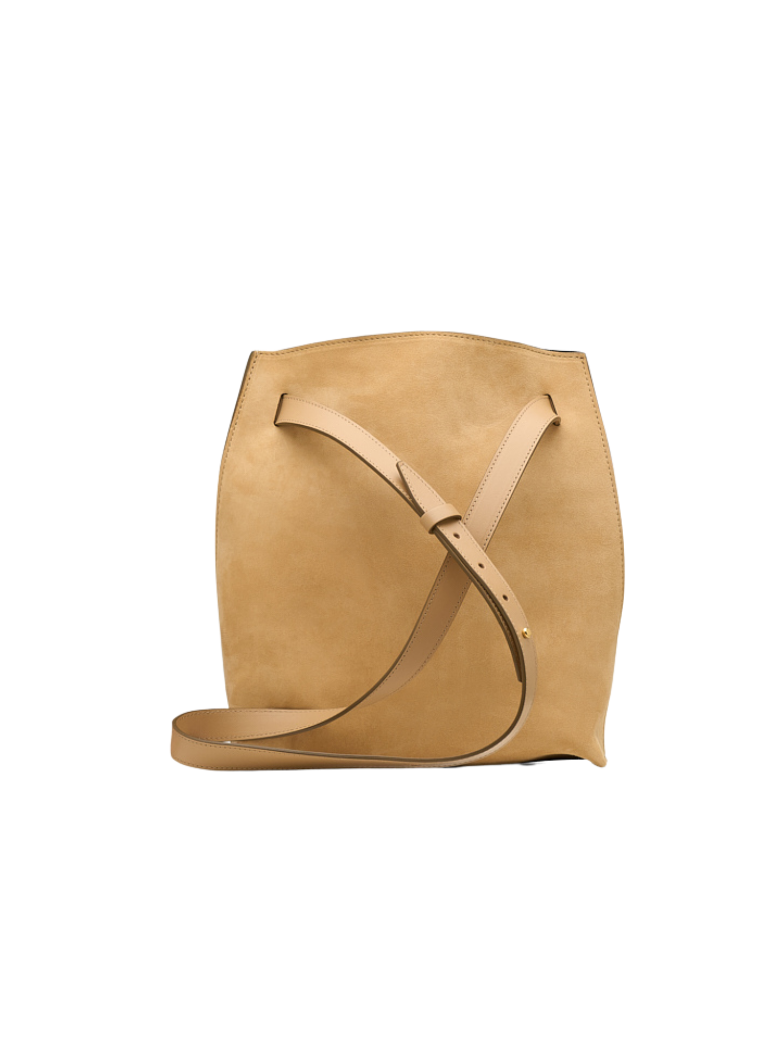 HerPorte-Sand Himalia Calf Suede Crossbody Bag