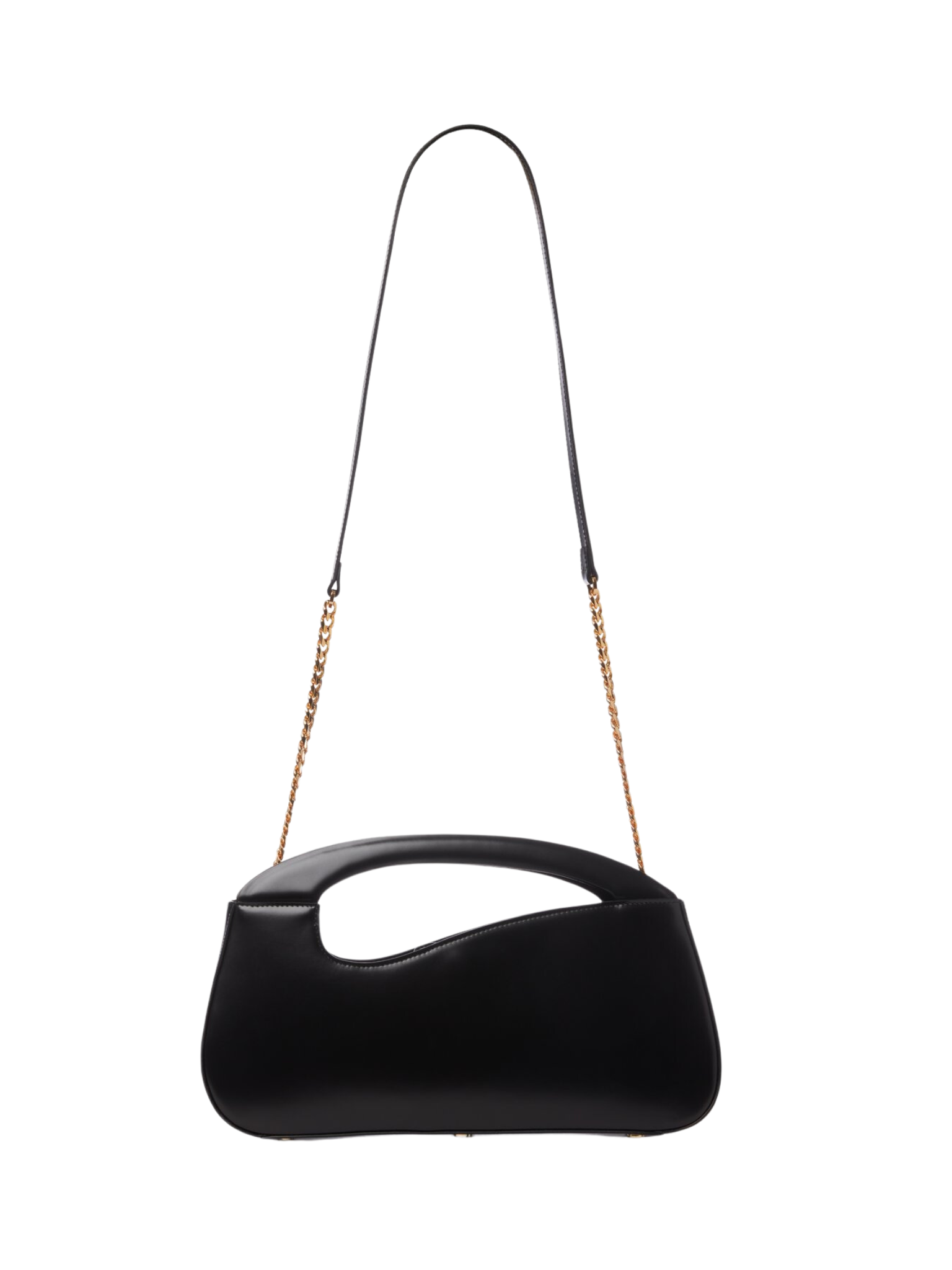 HerPorte-Large Curve Shoulder Bag with Chain and Leather Strap