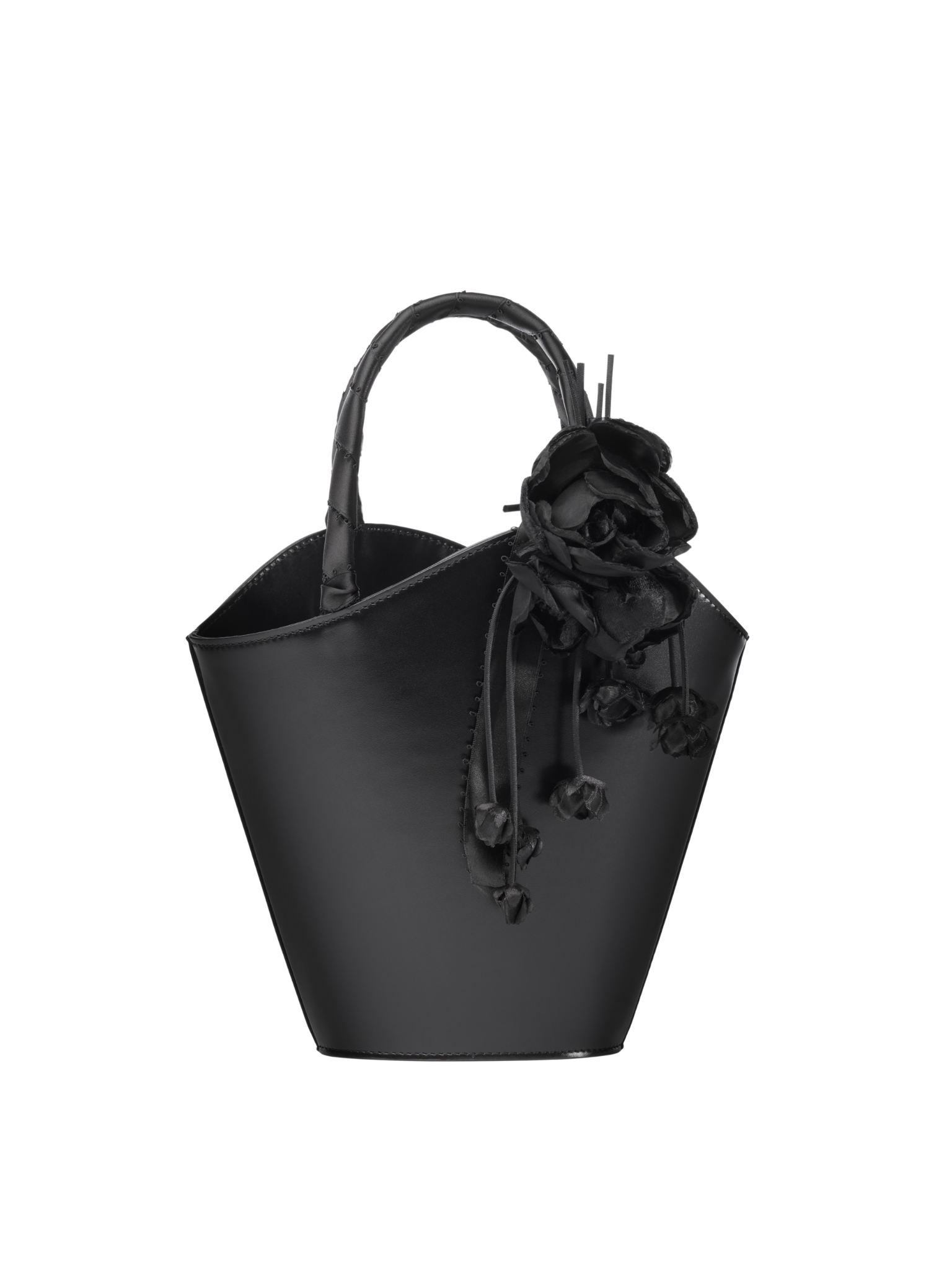 HerPorte-Iconic Infinity Bucket Bag with Black Romantic Flower