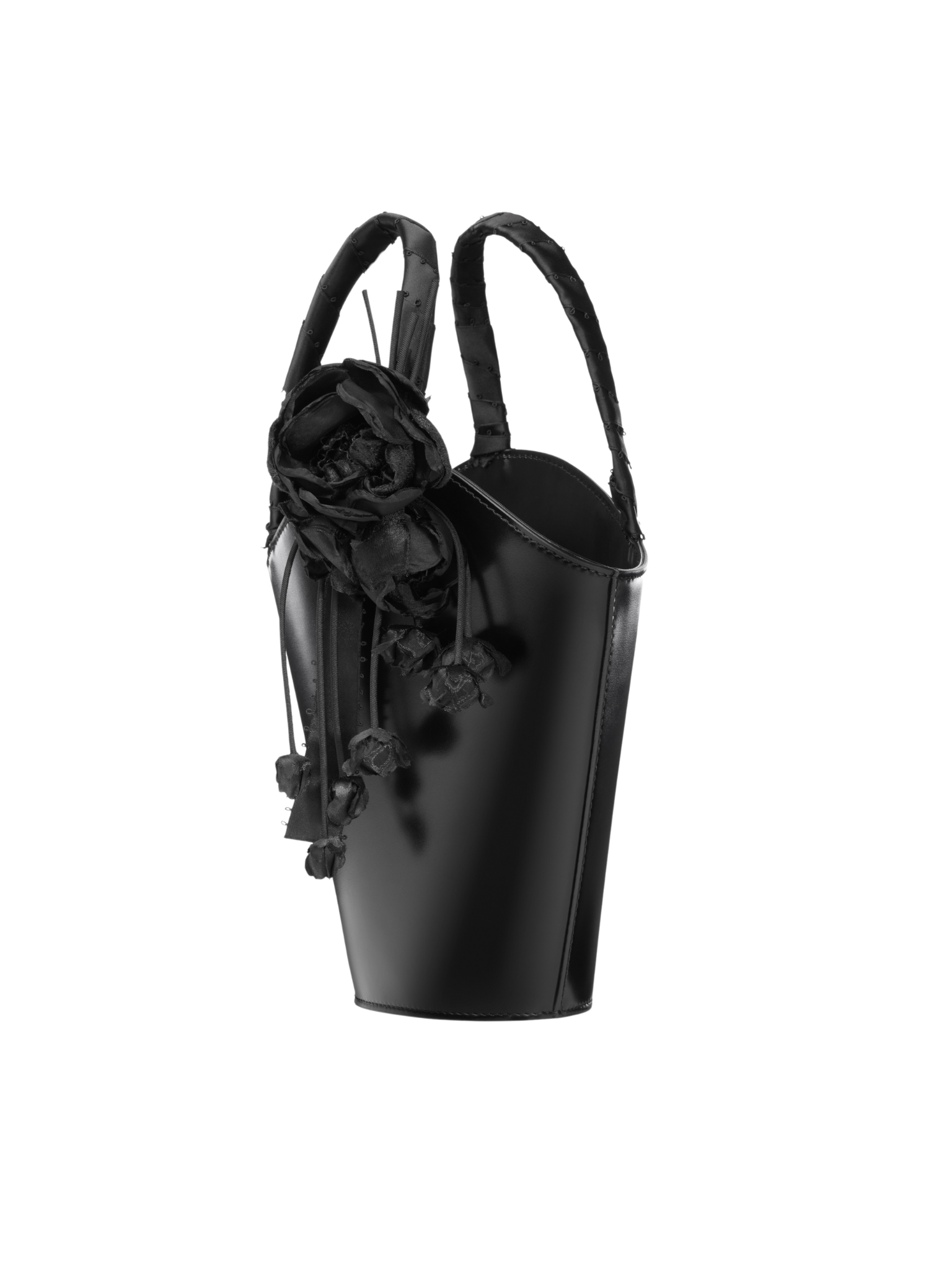 HerPorte-Iconic Infinity Bucket Bag with Black Romantic Flower