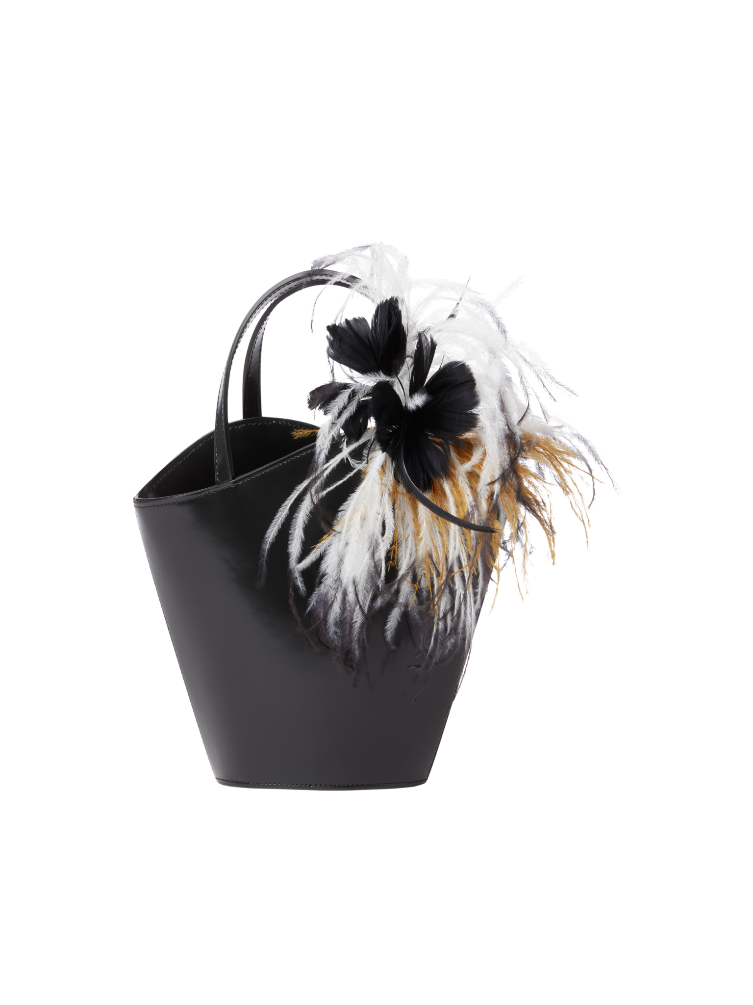 HerPorte-Iconic Infinity Bucket Bag with Black and White Feather