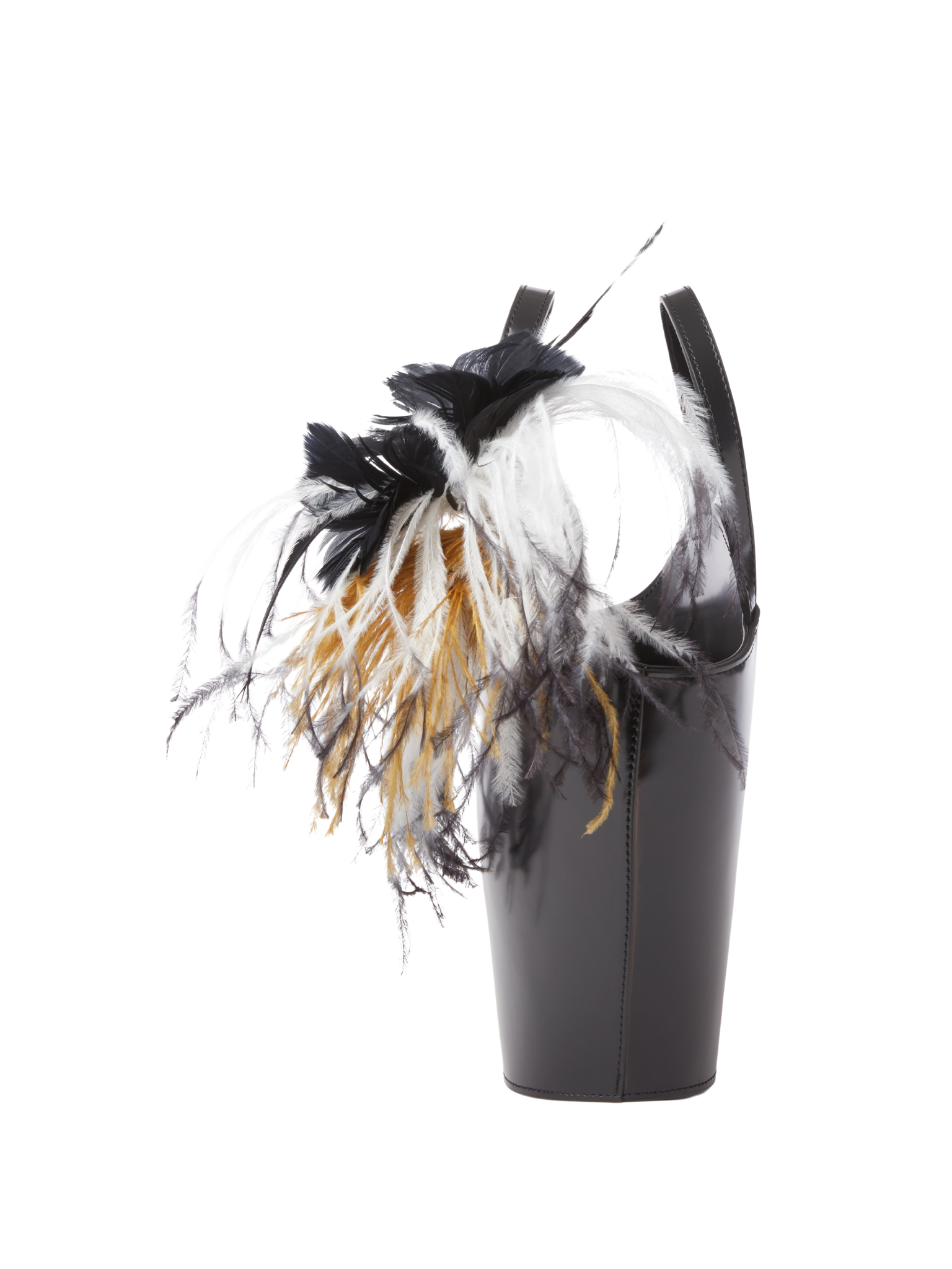 HerPorte-Iconic Infinity Bucket Bag with Black and White Feather