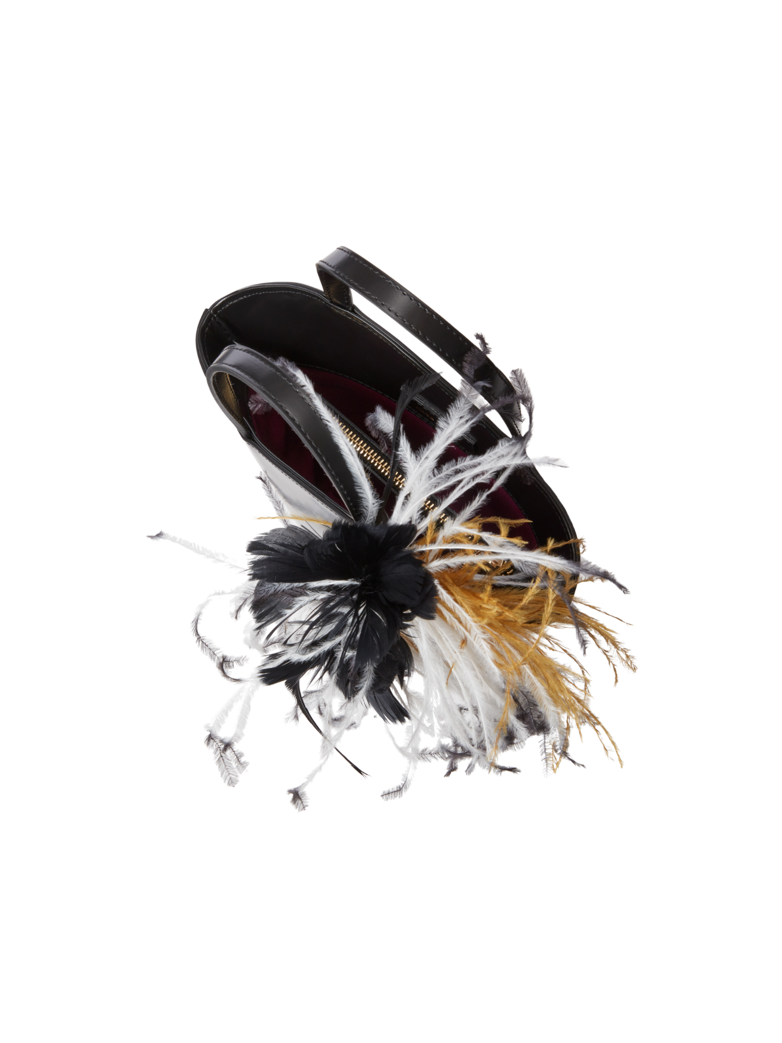 HerPorte-Iconic Infinity Bucket Bag with Black and White Feather