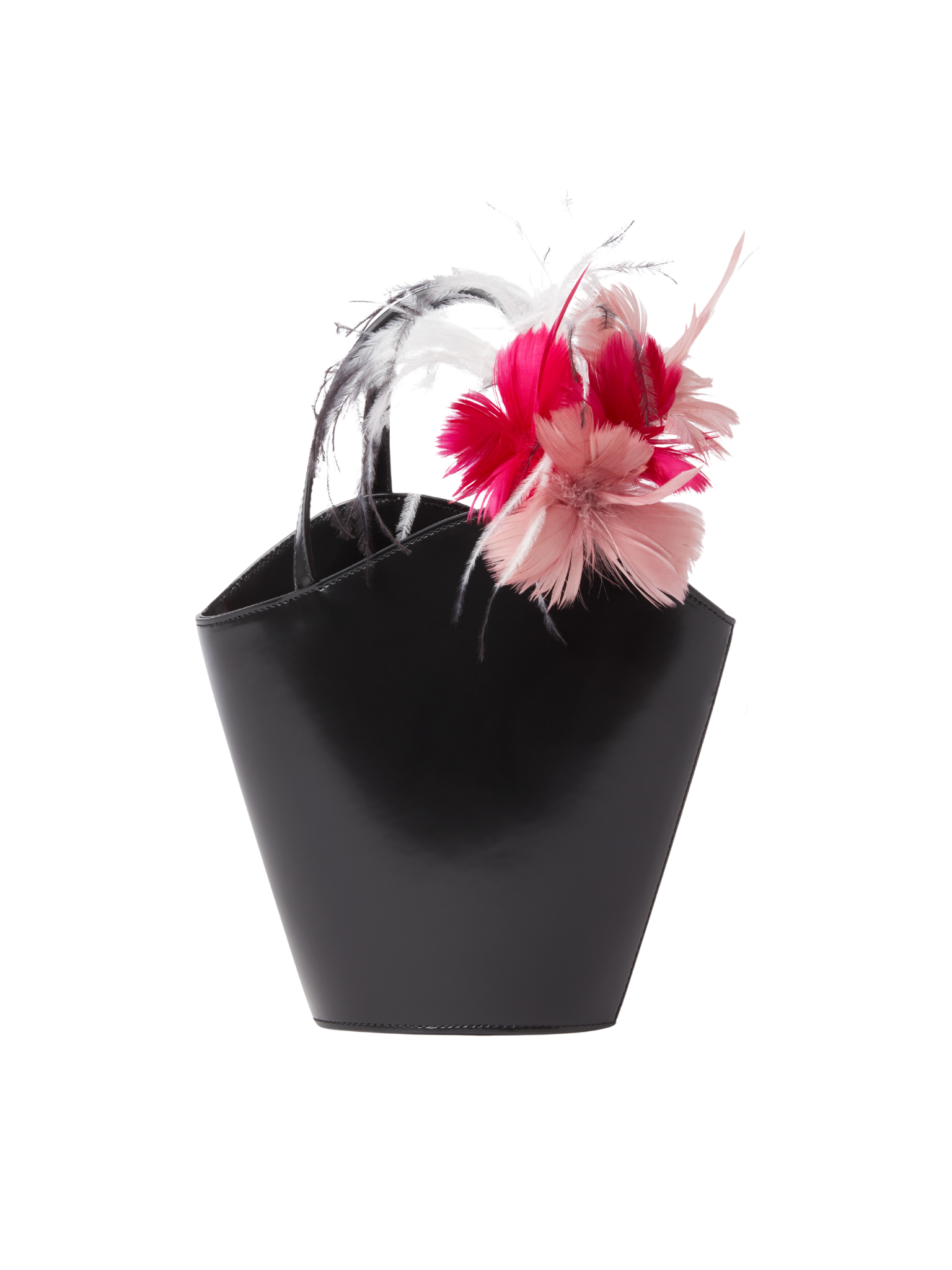 HerPorte-Iconic Infinity Bucket Bag with Pink Feather