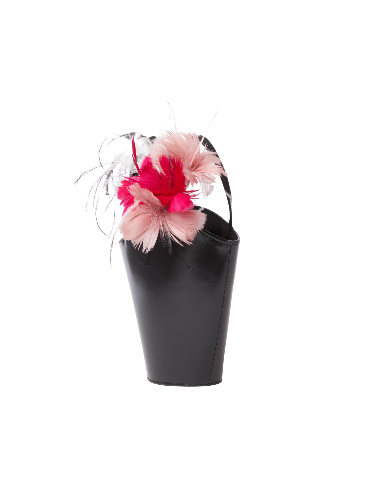 HerPorte-Iconic Infinity Bucket Bag with Pink Feather