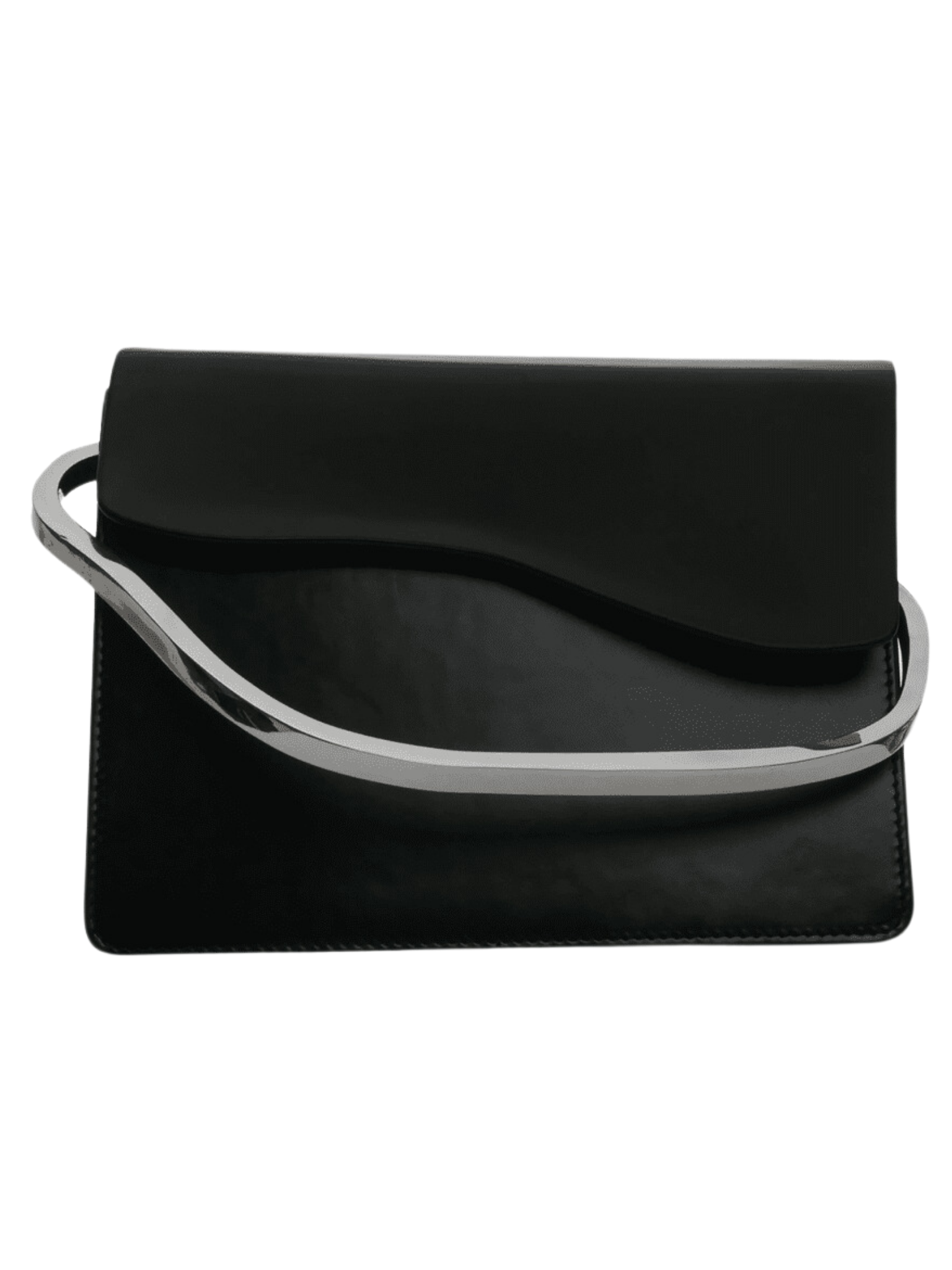 HerPorte-Calf Leather Aiges Black Metal Structured Bag