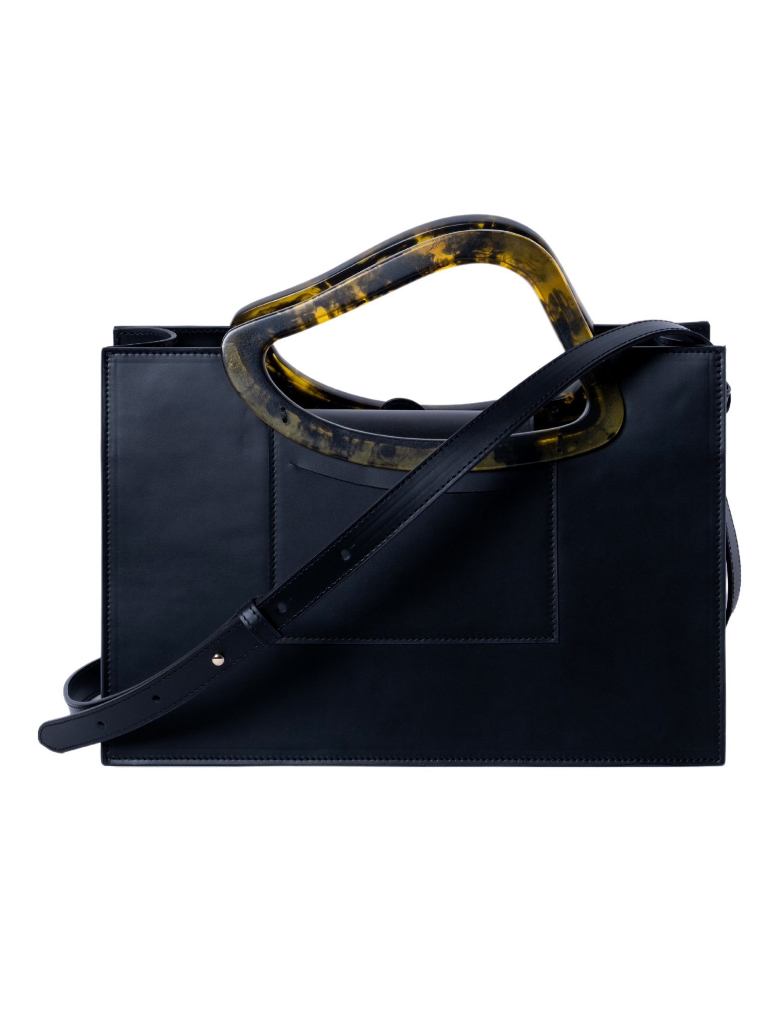 HerPorte-Calf Leather ARP'S SAILENT Top Handle Black Bag