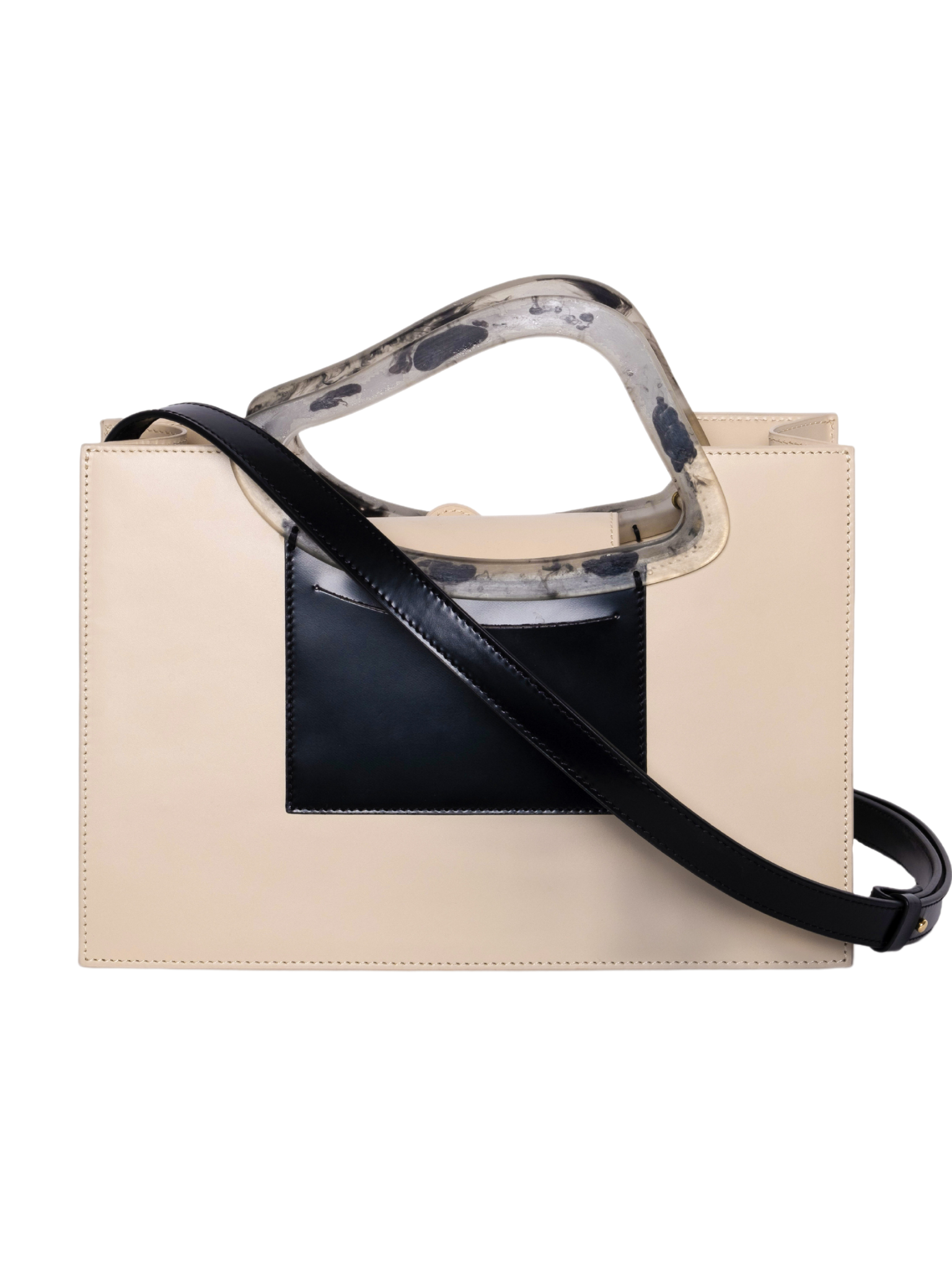 HerPorte-Calf Leather ARP'S SAILENT Top Handle Beige Bag