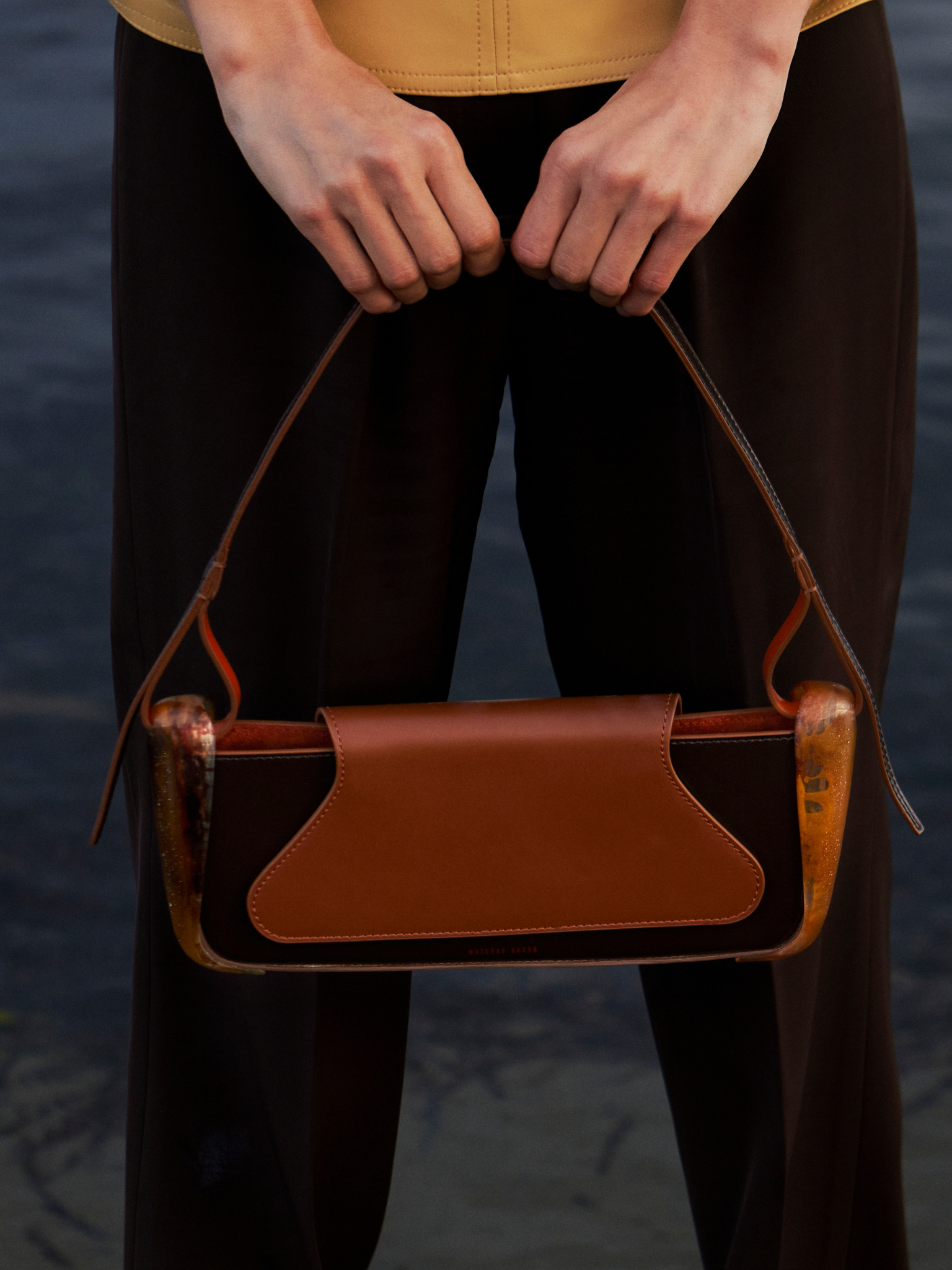 Calf leather Basso BAGUETTE RETRO BROWN Bag