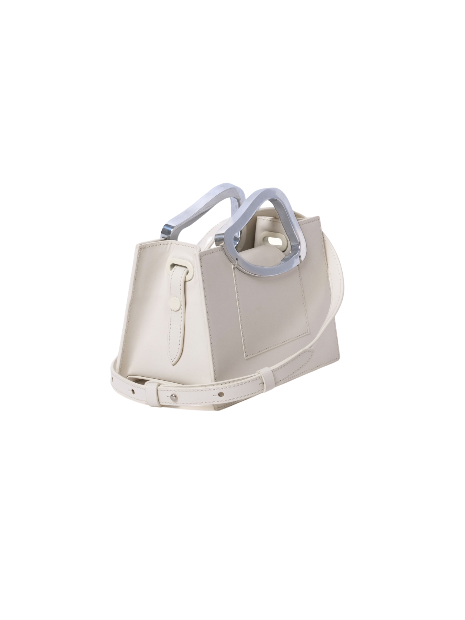 HerPorte-Mini Calf Leather ARP Top Handle OFF WHITE METAL Bag