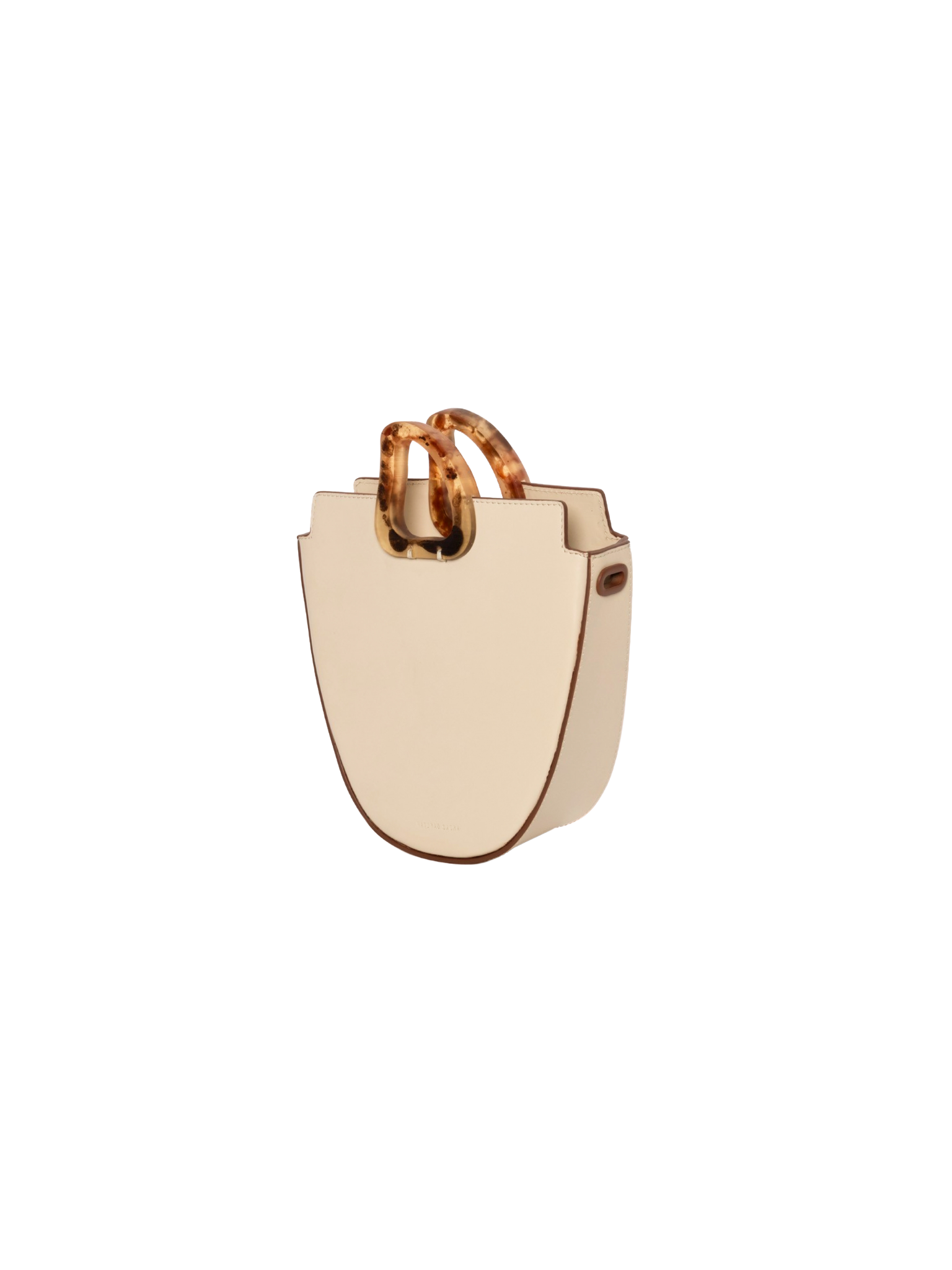 HerPorte-Oval Calf leather OUREA MIDI CREAM Crossbody Bag