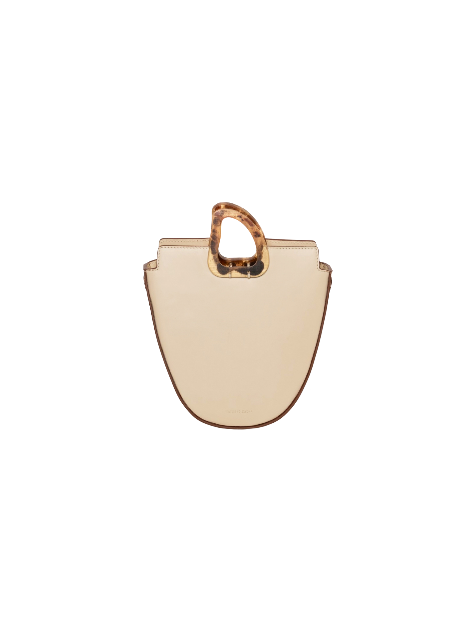 HerPorte-Oval Calf leather OUREA MIDI CREAM Crossbody Bag