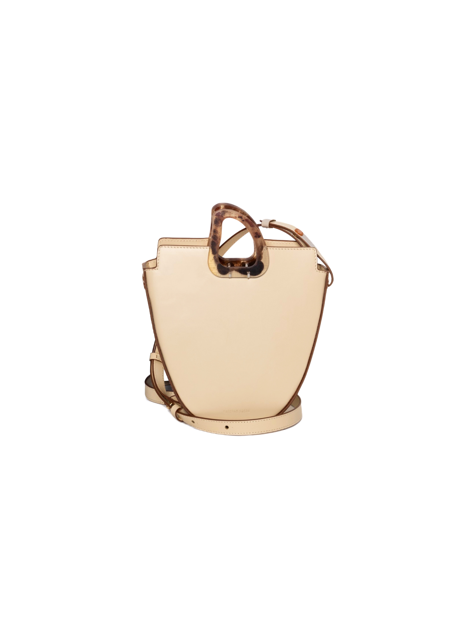 HerPorte-Oval Calf leather OUREA MIDI CREAM Crossbody Bag