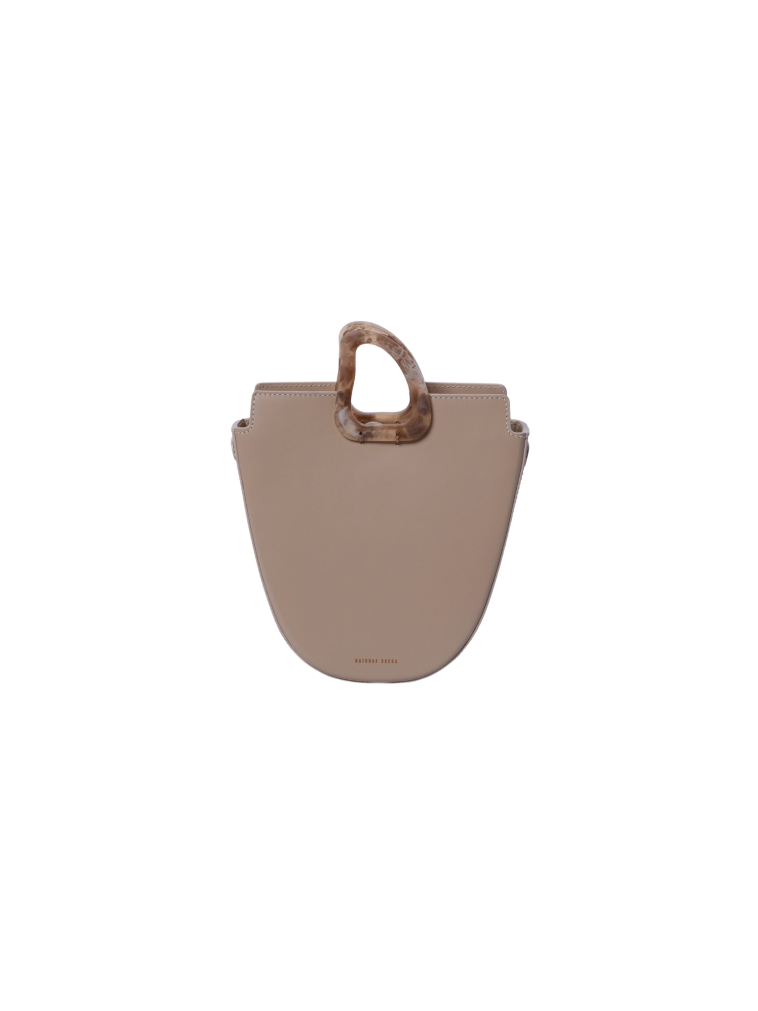 HerPorte-Oval Calf leather OUREA MIDI TAUPE Crossbody Bag