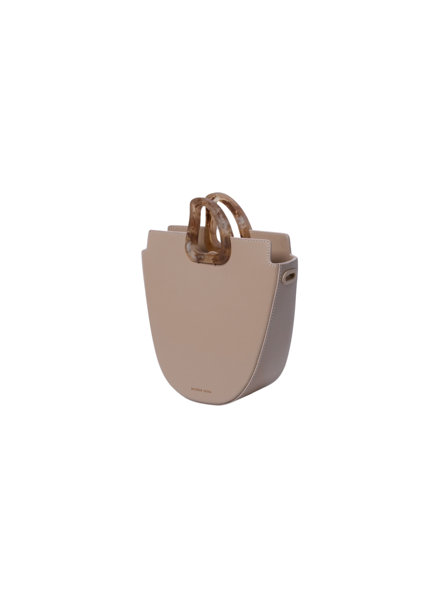 HerPorte-Oval Calf leather OUREA MIDI TAUPE Crossbody Bag