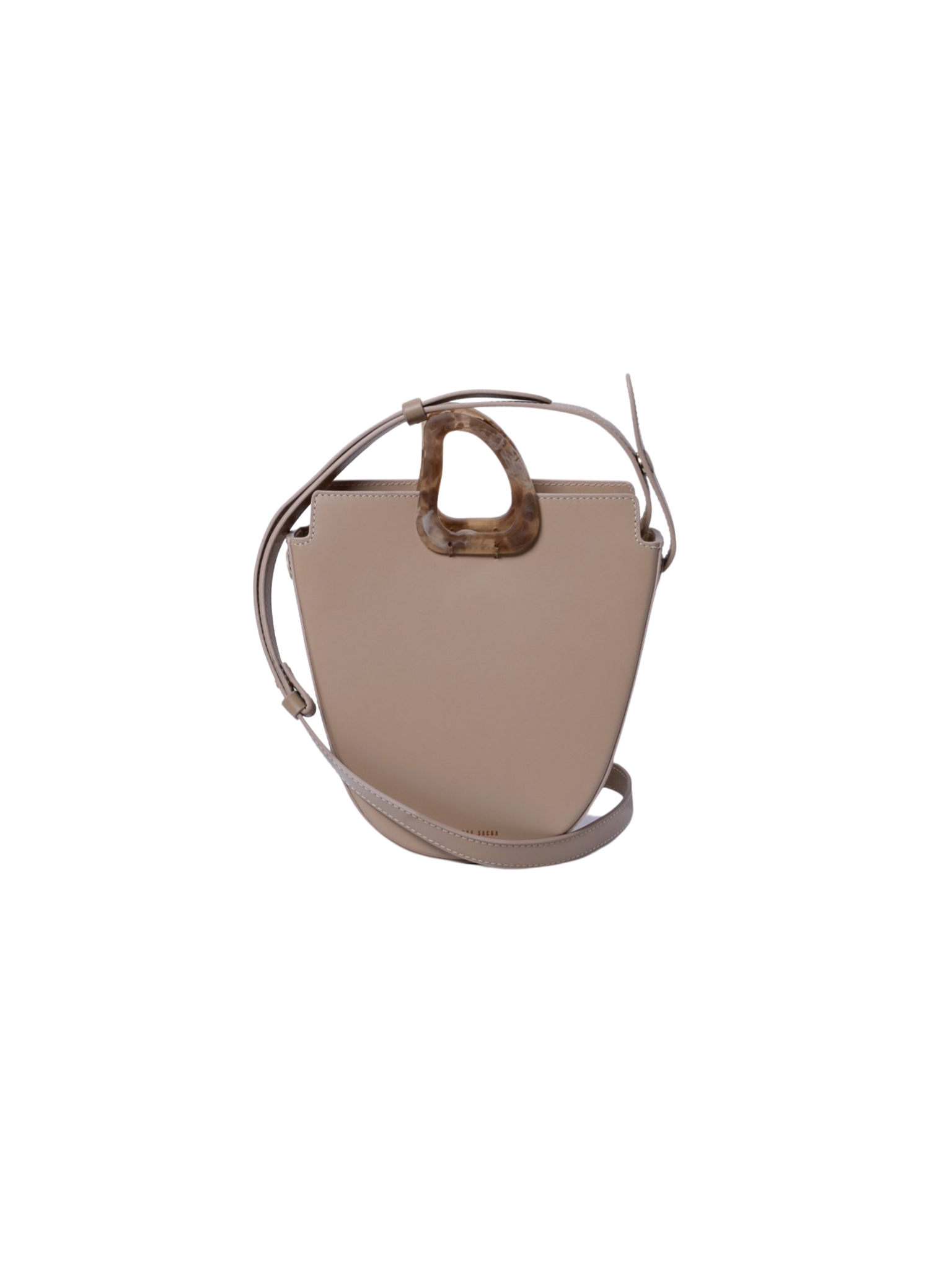 HerPorte-Oval Calf leather OUREA MIDI TAUPE Crossbody Bag