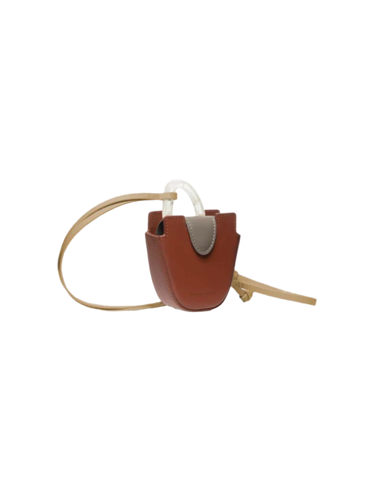 HerPorte-Oval Calf leather OUREA MINI RETRO BROWN Crossbody Bag