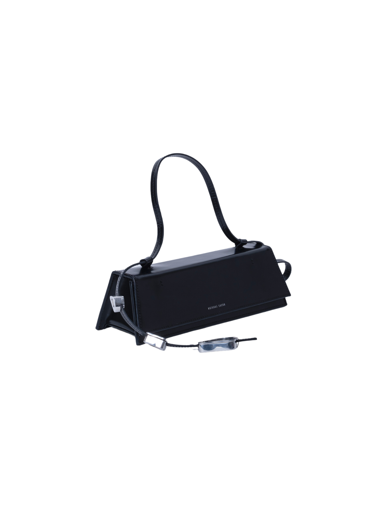 HerPorte-CALF LEATHER Via Black Metal Clutch Bag