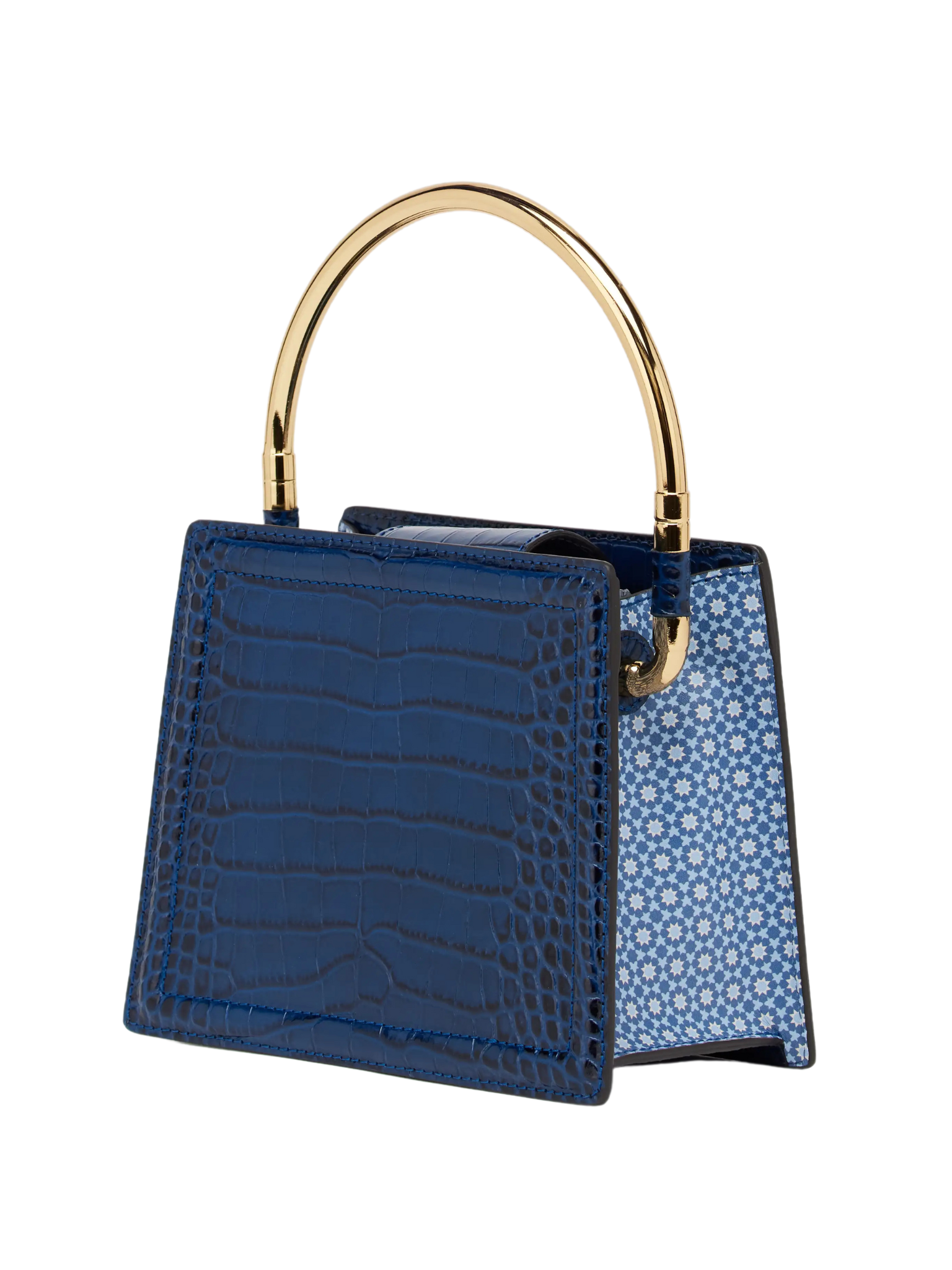 HerPorte-Rania Blue Golden Top Handle Bag