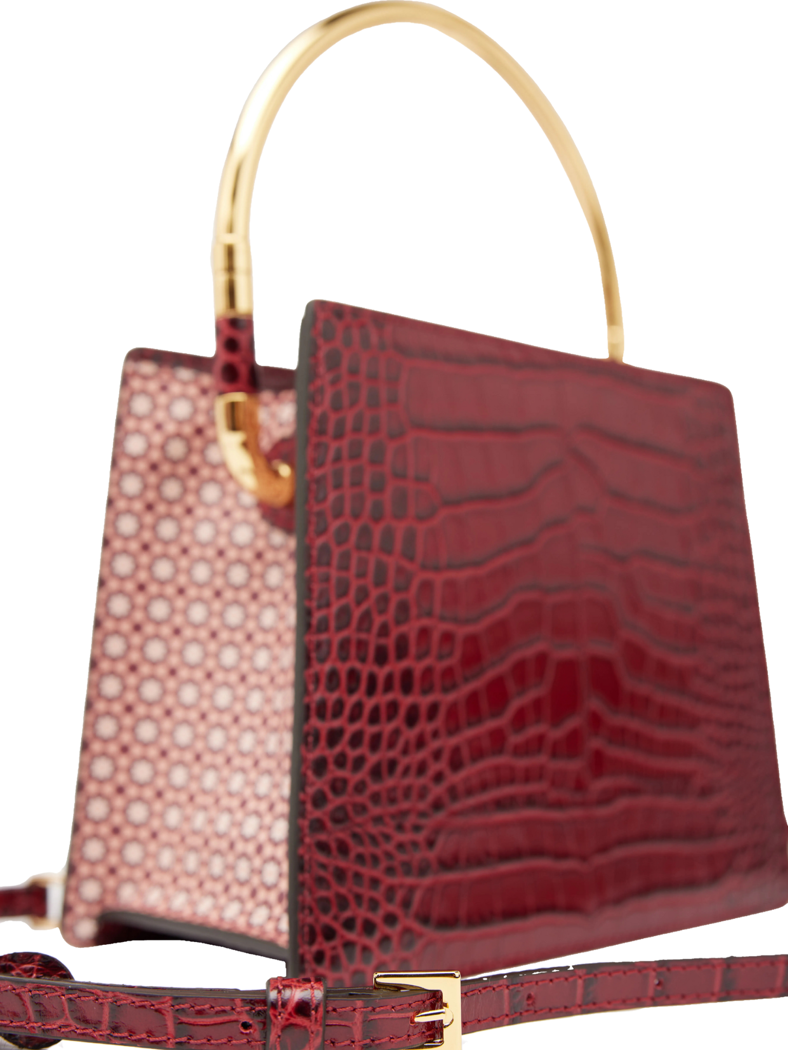 HerPorte-Rania Bordeaux Golden Top Handle Bag