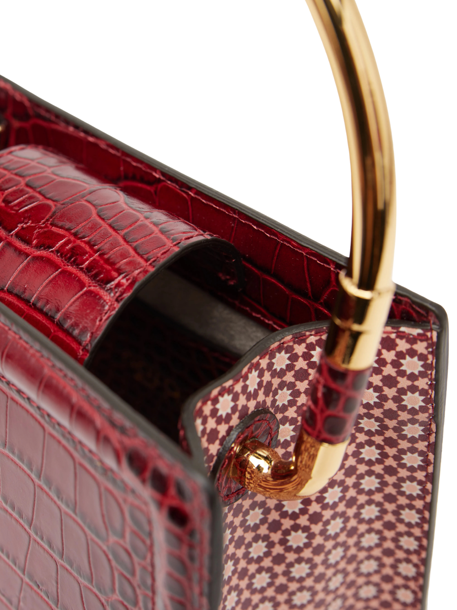 HerPorte-Rania Bordeaux Golden Top Handle Bag