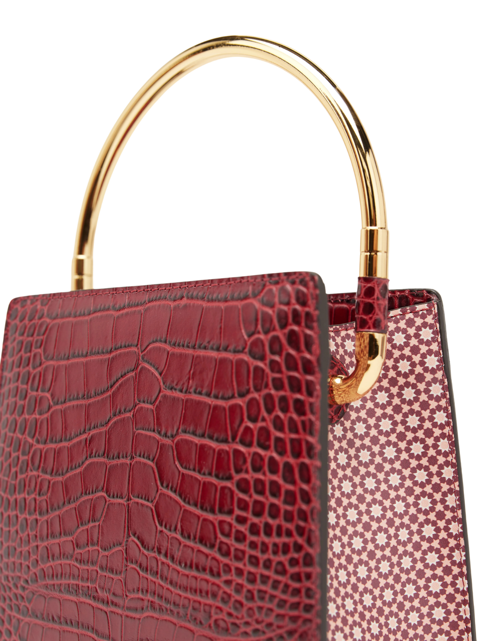 HerPorte-Rania Bordeaux Golden Top Handle Bag