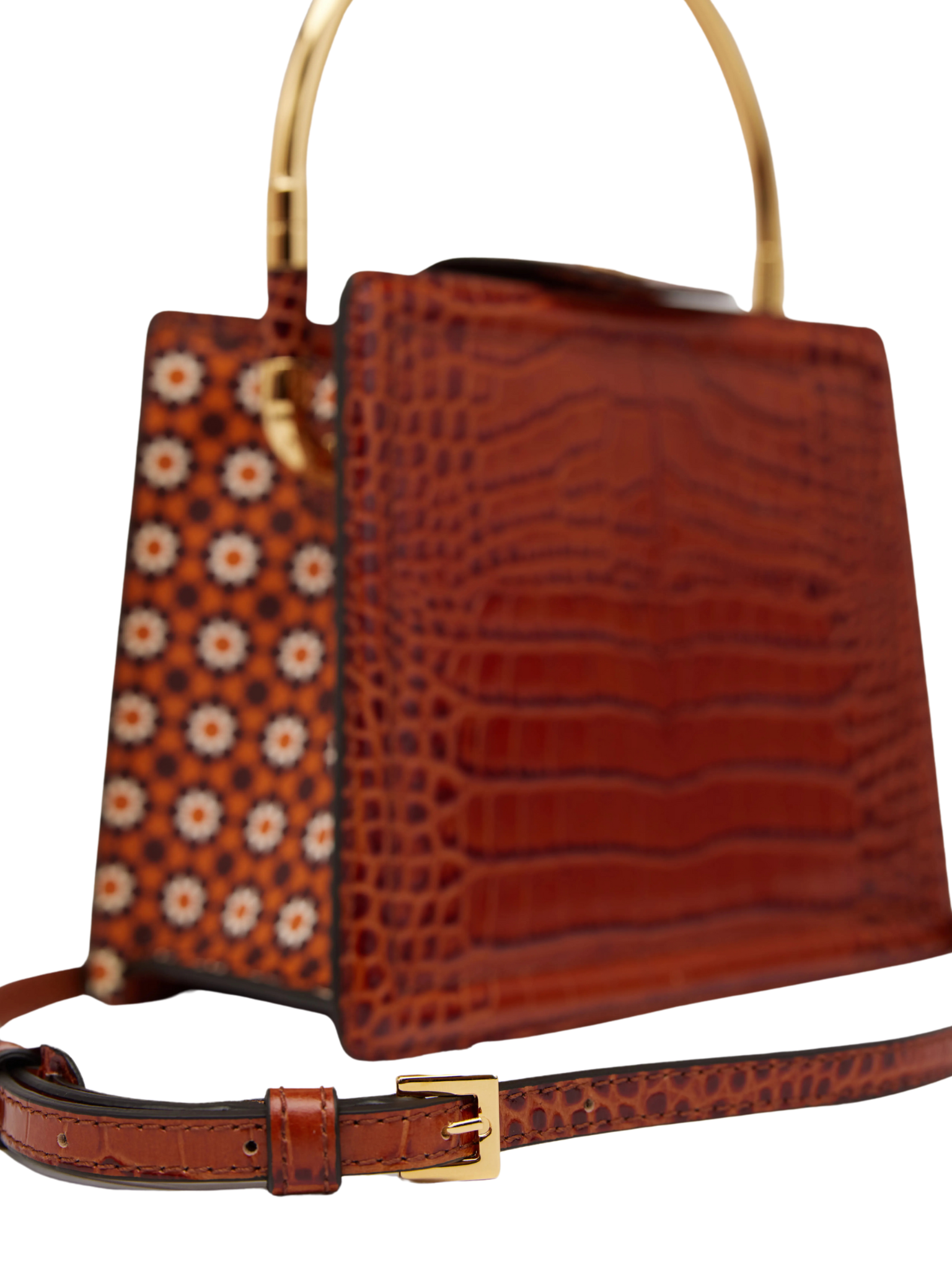 HerPorte-Rania Brown Golden Top Handle Bag