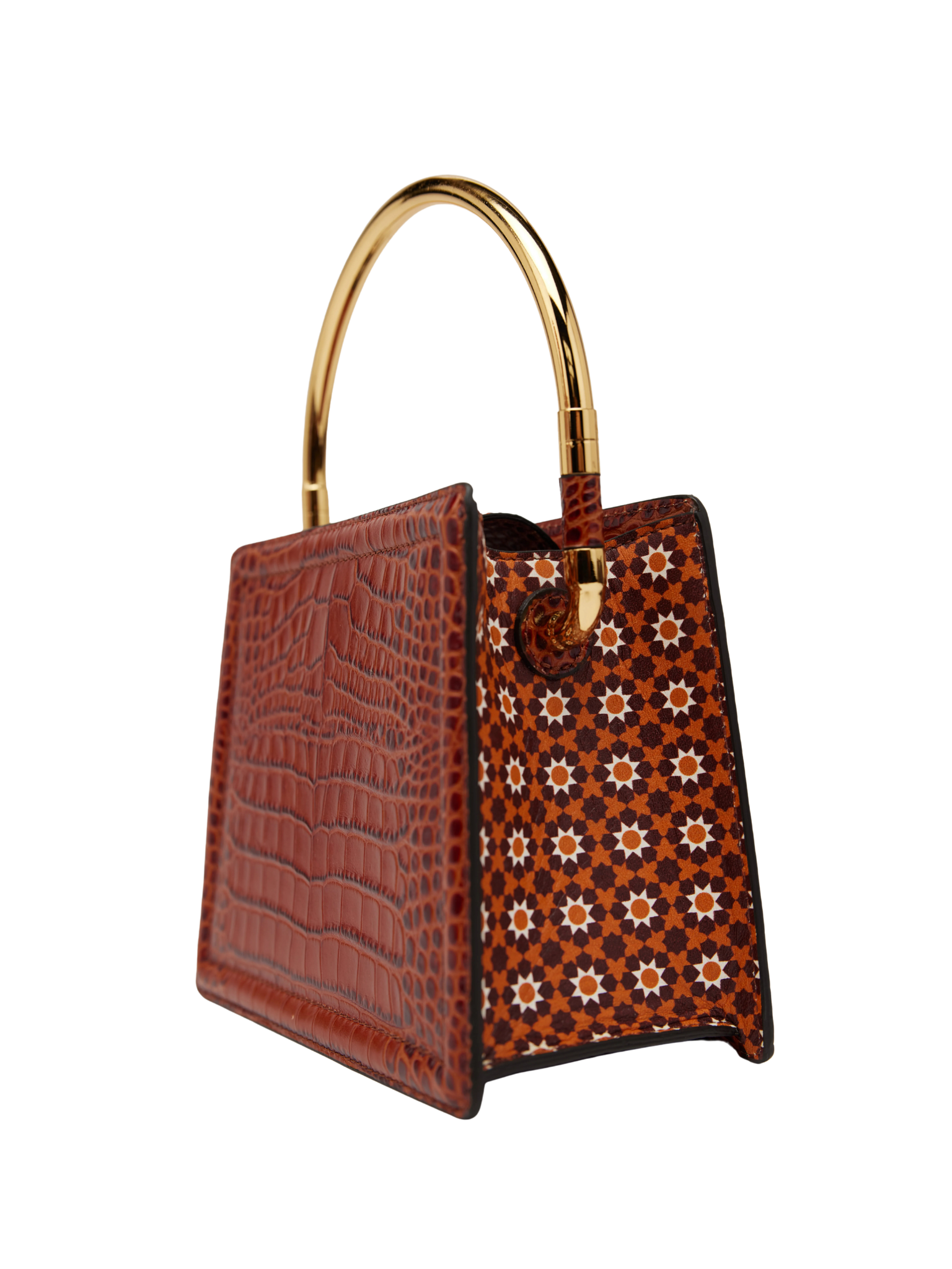 HerPorte-Rania Brown Golden Top Handle Bag