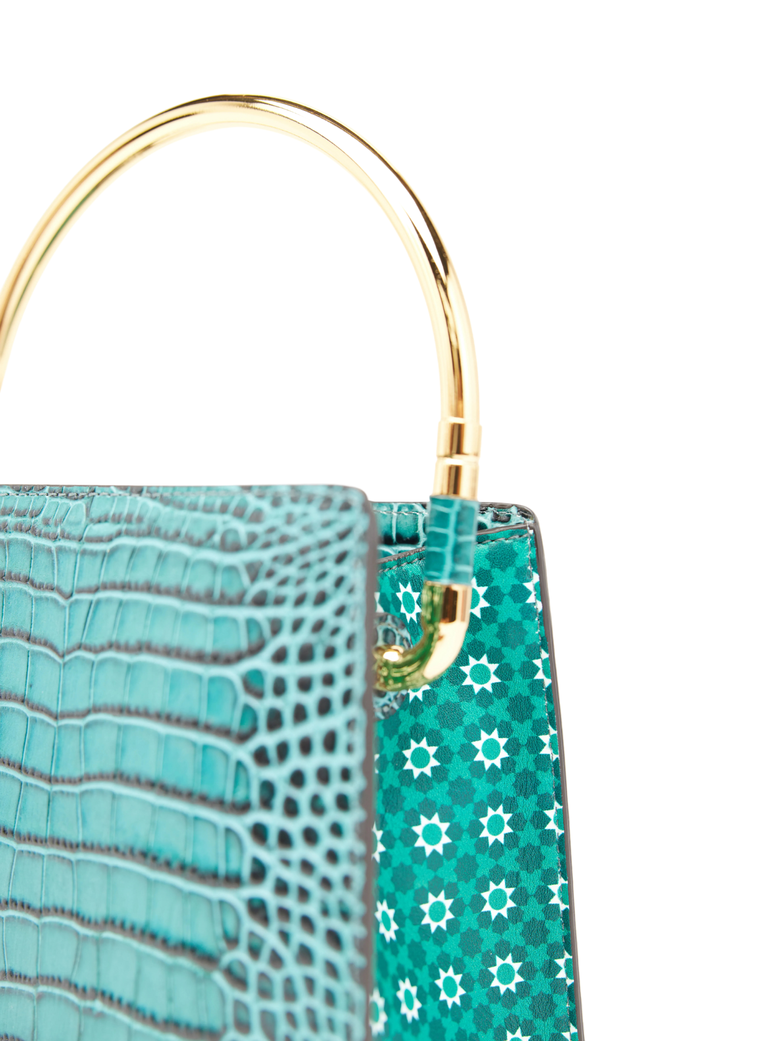 HerPorte-Rania Green Golden Top Handle Bag