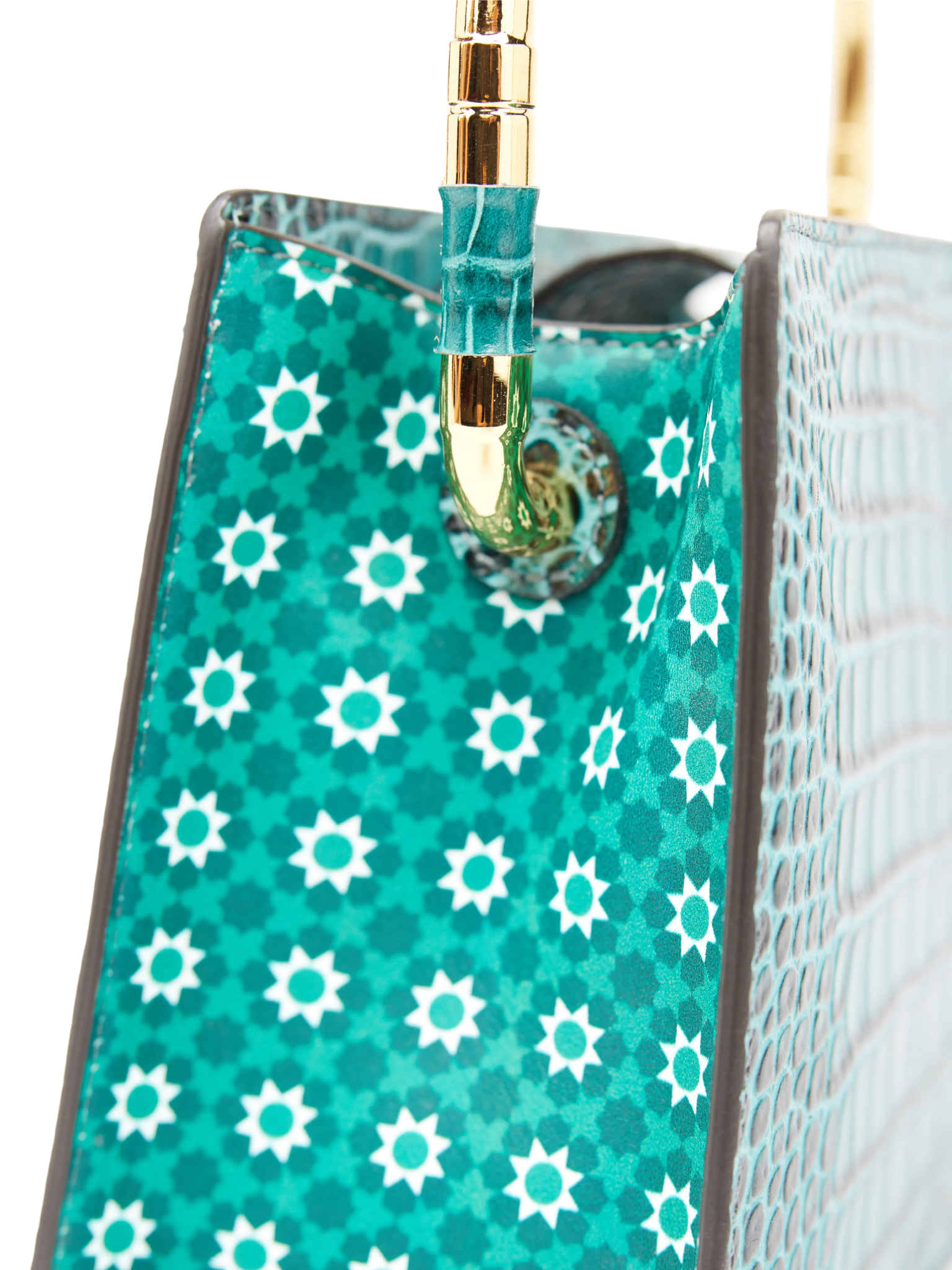 HerPorte-Rania Green Golden Top Handle Bag