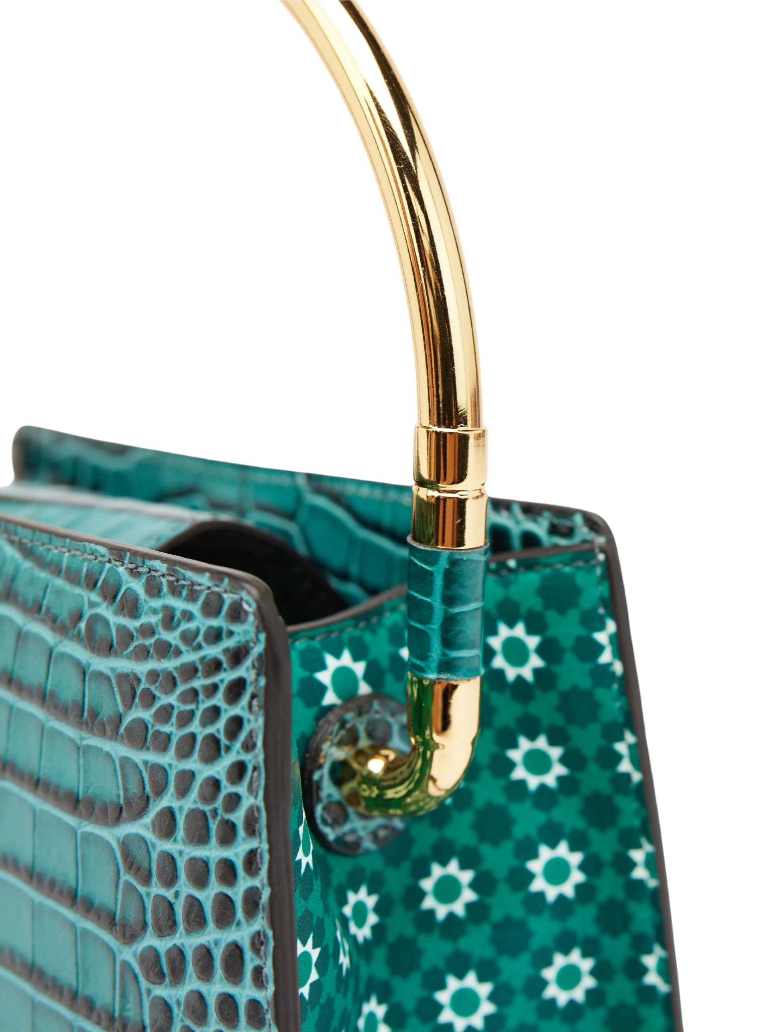 HerPorte-Rania Green Golden Top Handle Bag