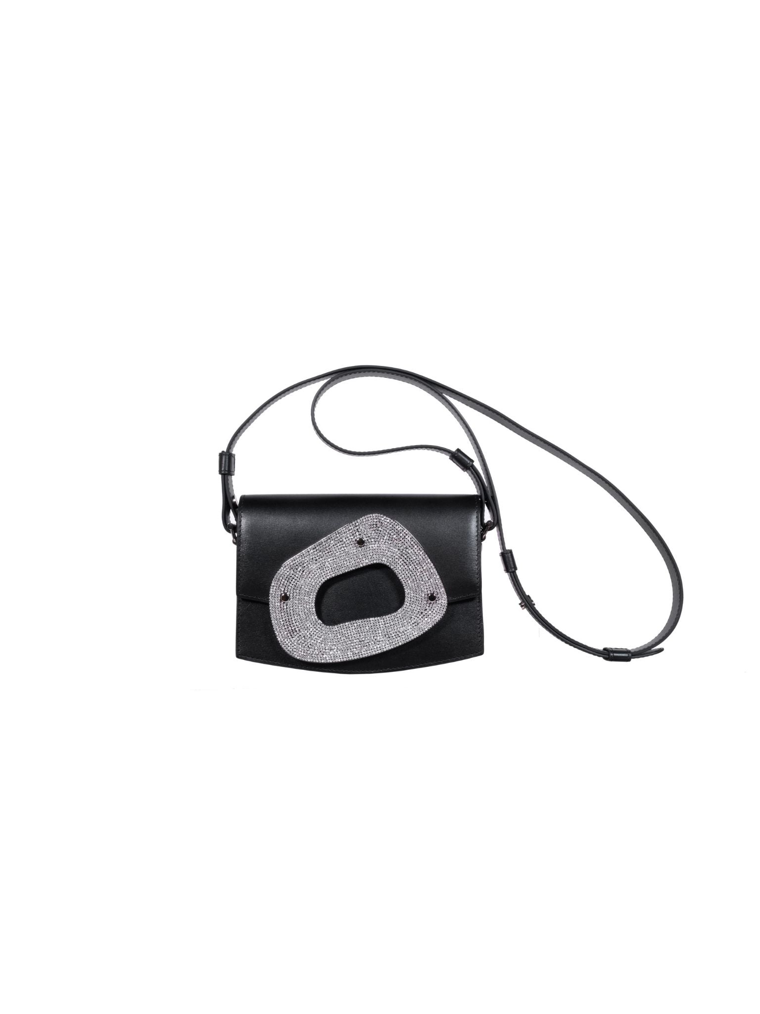 HerPorte-Black/White Strass Amorphe Mini Crossbody Bag