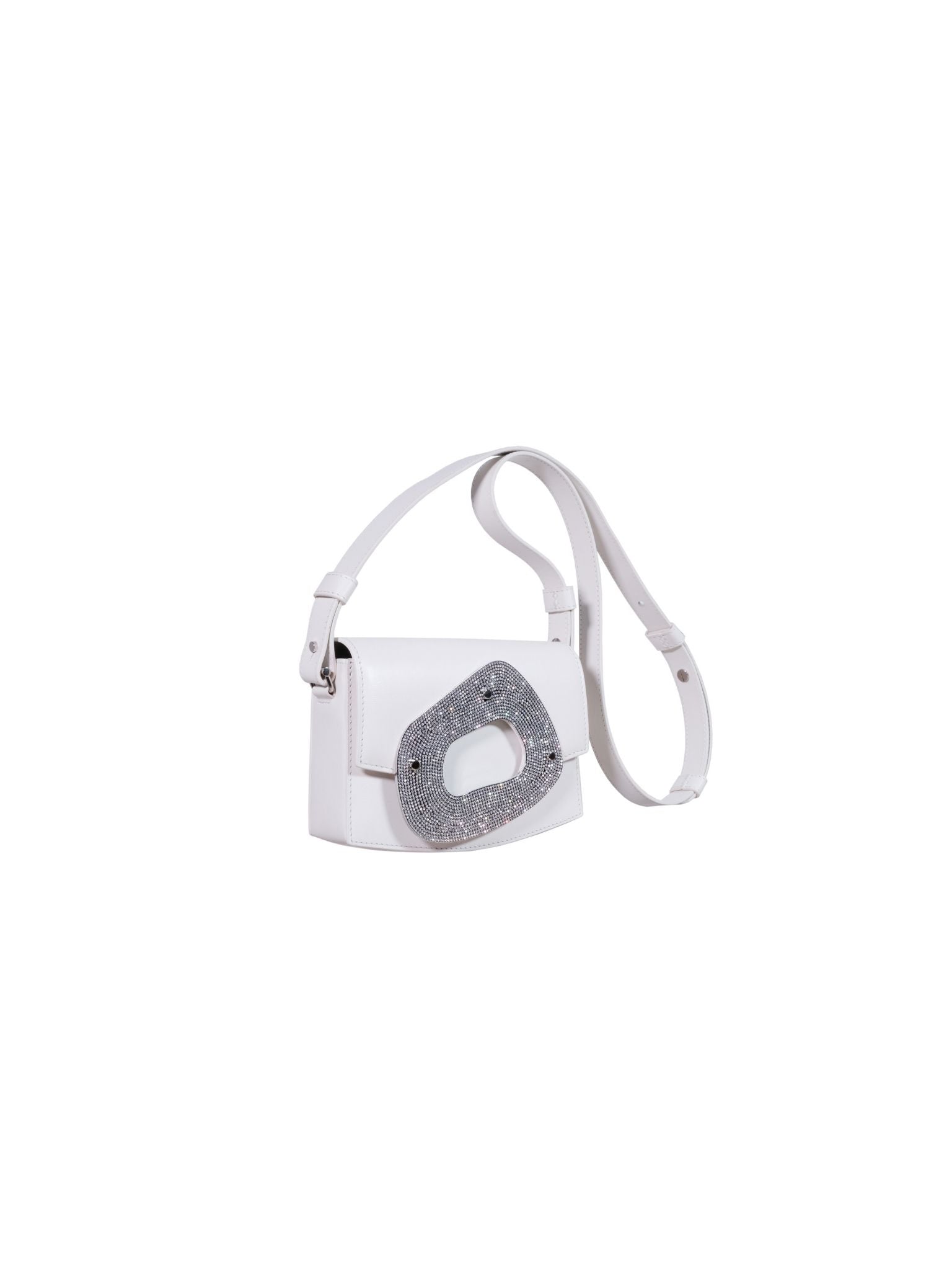 HerPorte-White/White Strass Amorphe Mini Crossbody Bag