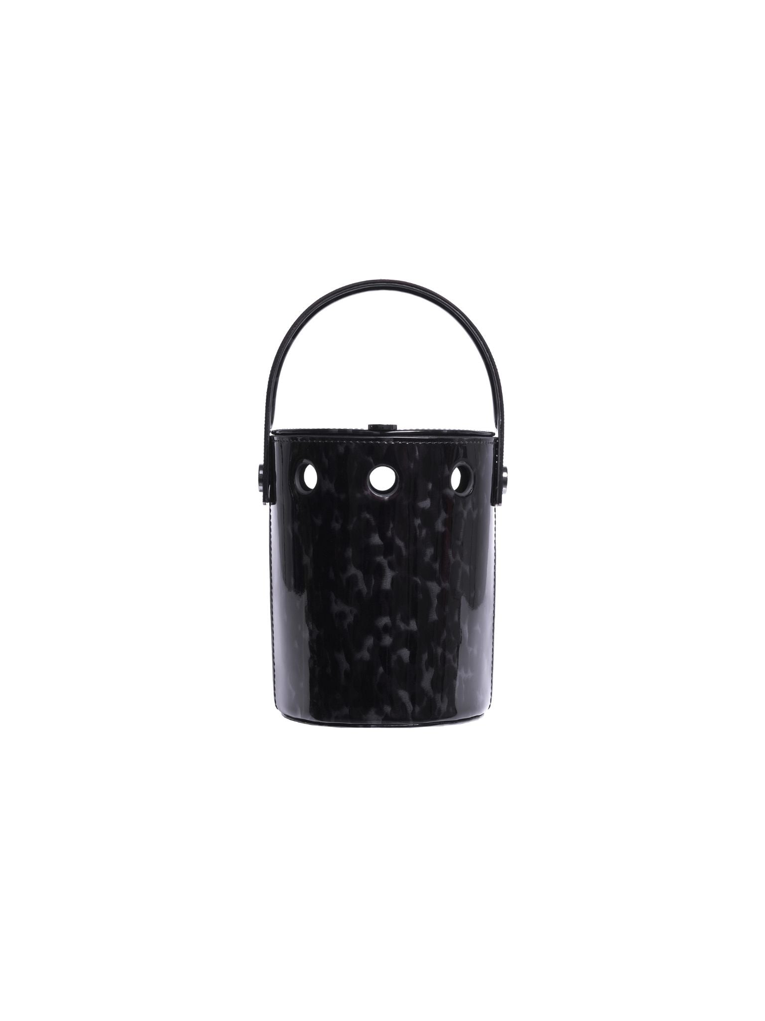 HerPorte-Écaille Black Patent Cabriolet Mini Seau Bucket Bag