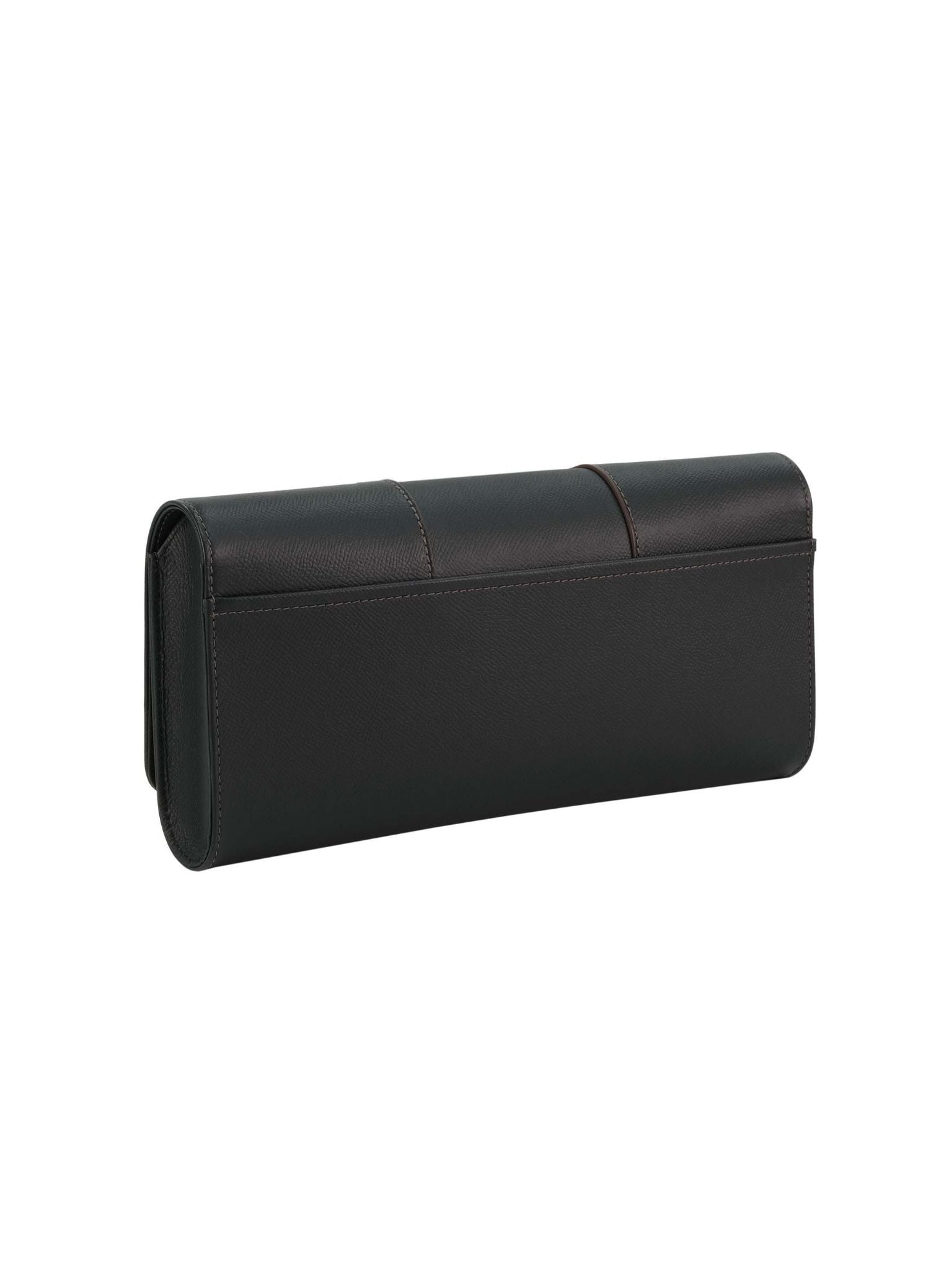 HerPorte-Black Grainé with Espresso Stitching Cabriolet Clutch