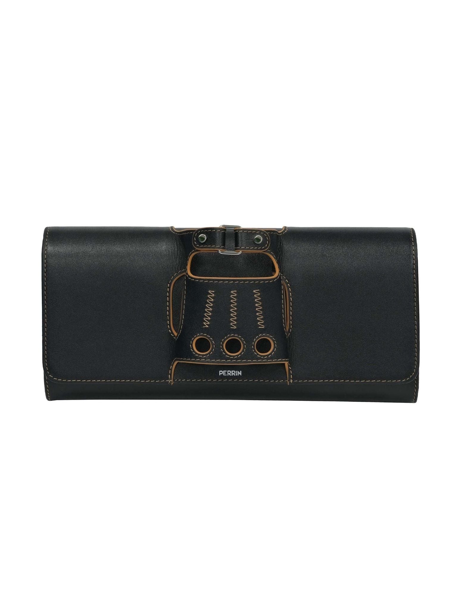 HerPorte-Black with Sepia Stitching Cabriolet Clutch