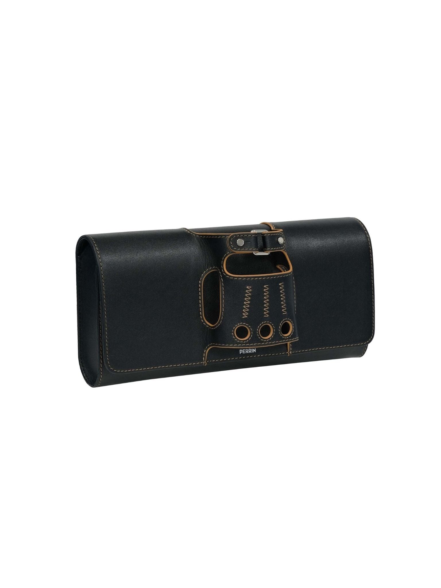 HerPorte-Black with Sepia Stitching Cabriolet Clutch