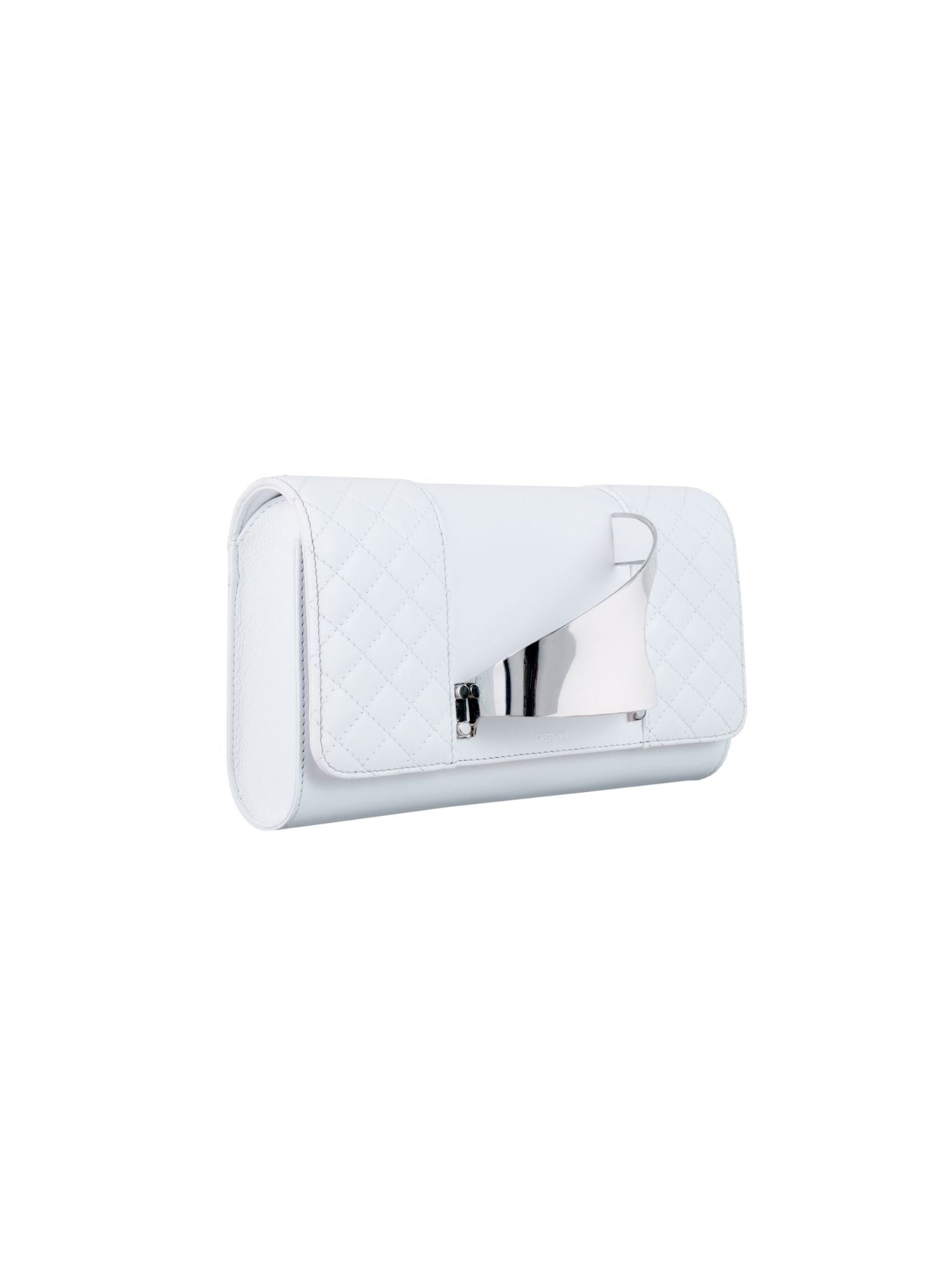 HerPorte-White Eiffel Matelassé Clutch