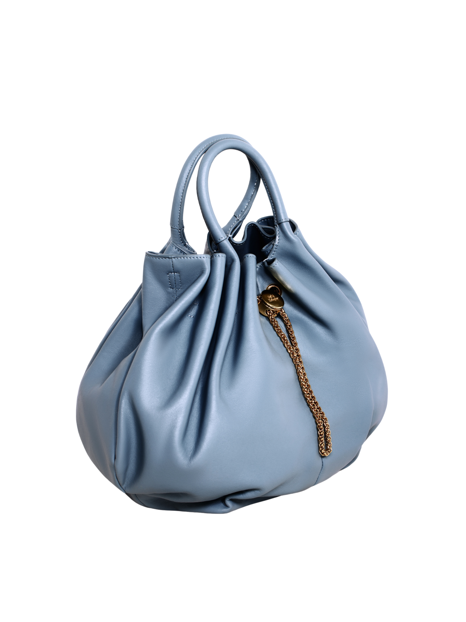 HerPorte-Gathered Baby Blue Calfskin Bag