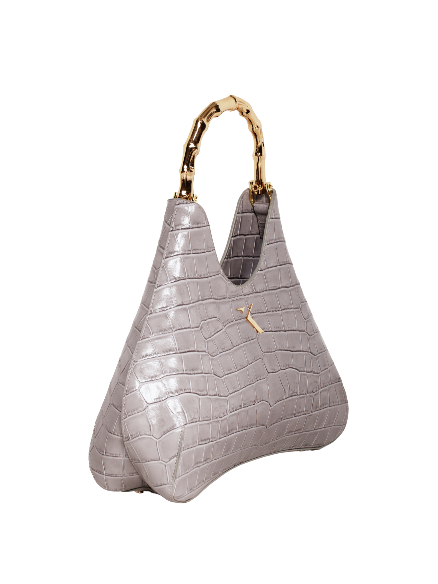 HerPorte-Baguette Grey Croc Bag