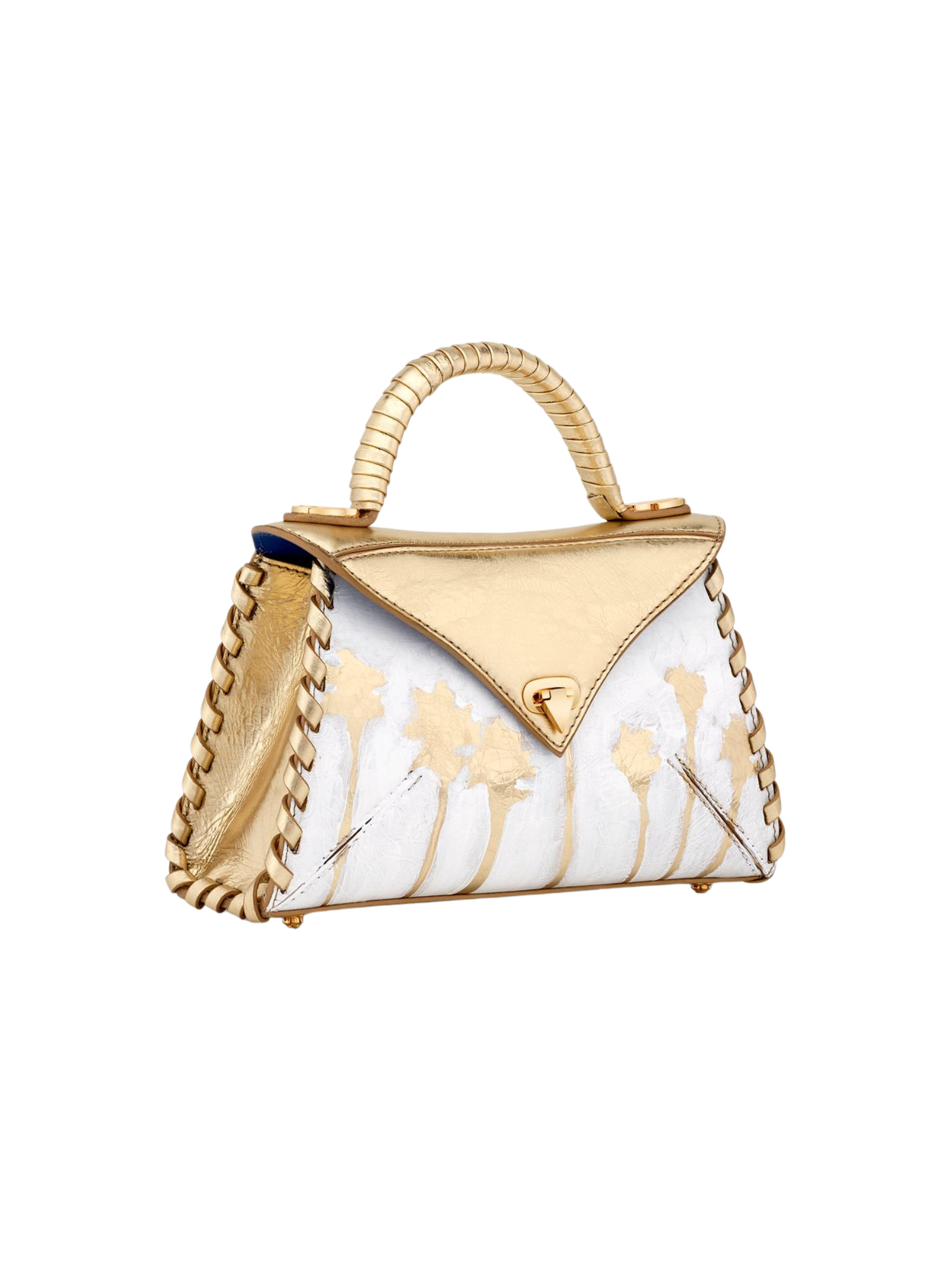 HerPorte-Hand Painted 'Palm Trees' Golden Halo  Top Handle Bag