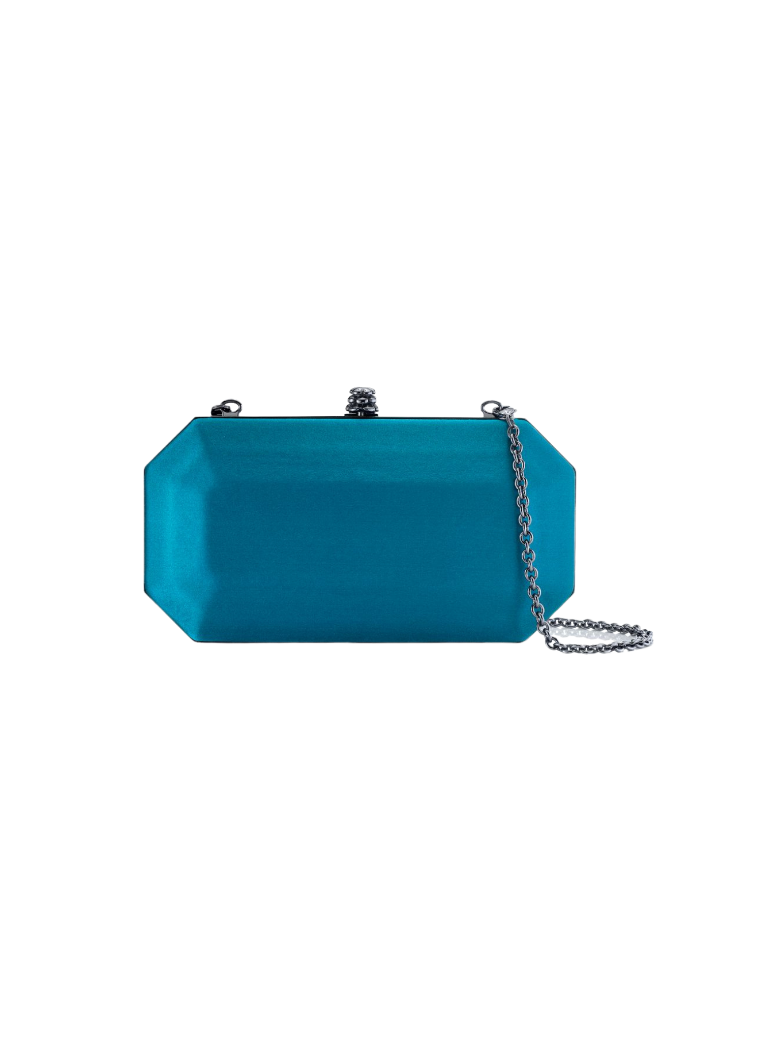 HerPorte-Petrol Satin Perry Clutch 