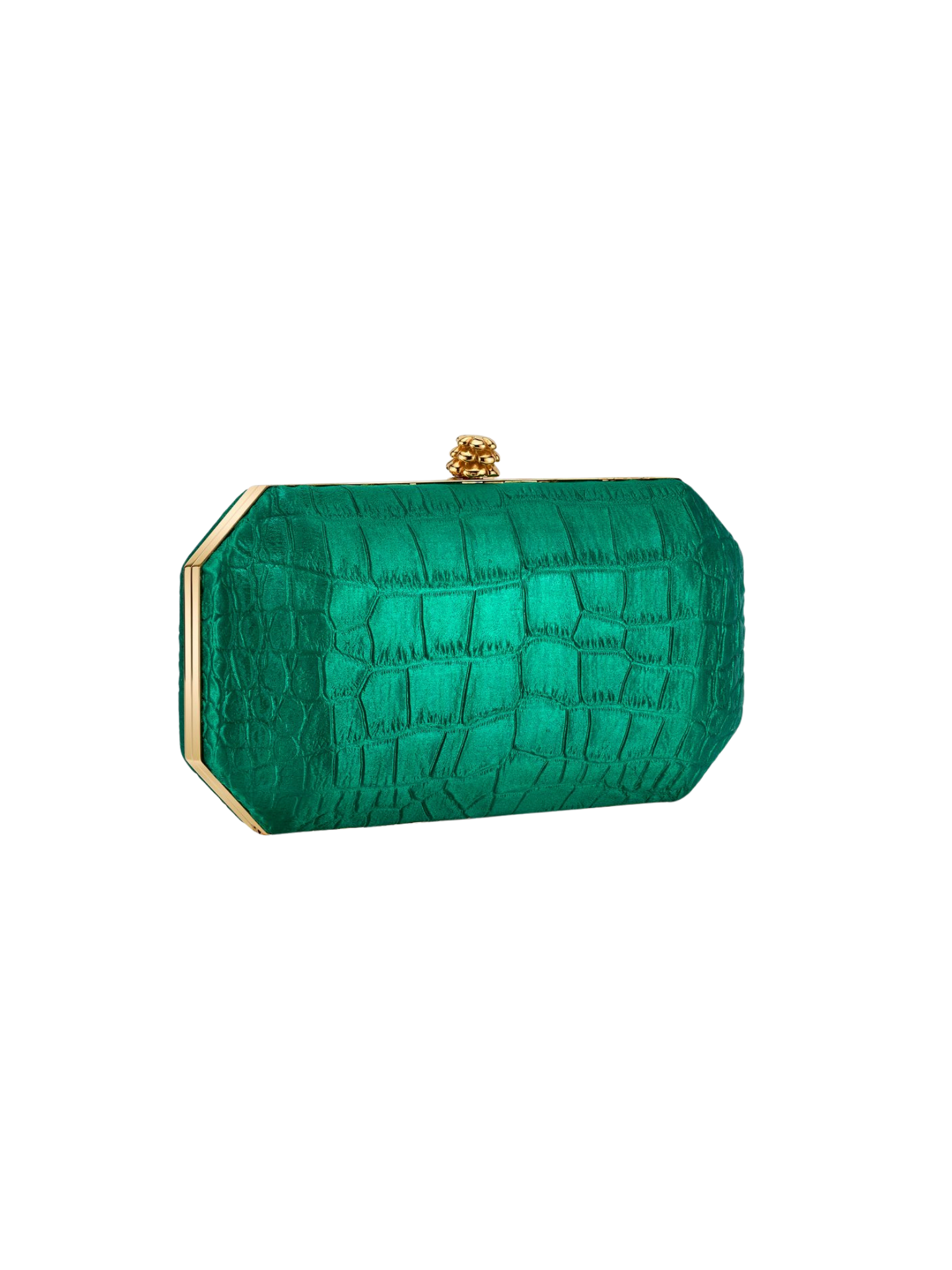 HerPorte-Emerald Stamped Satin Perry Clutch