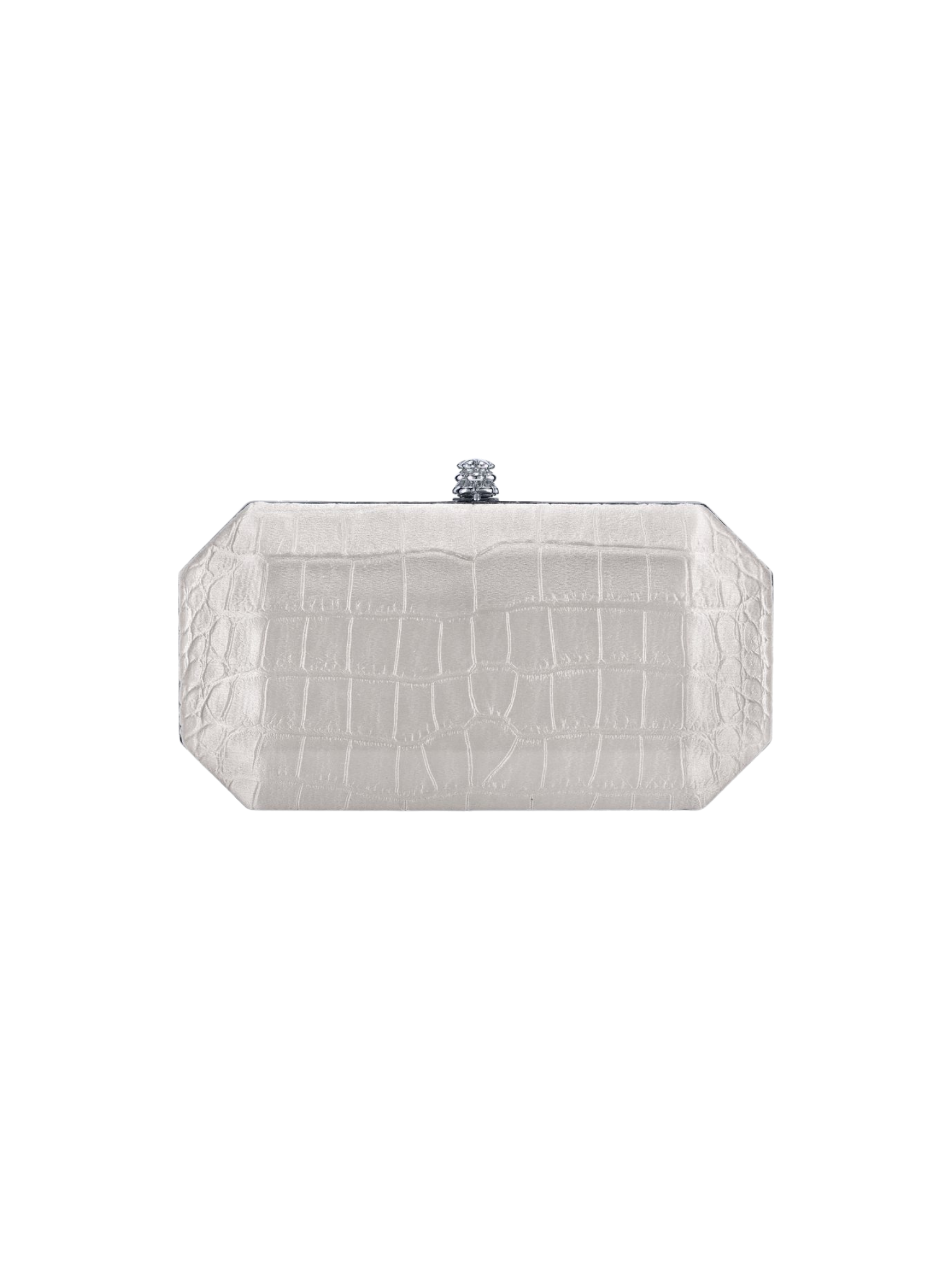 HerPorte-Ivory Stamped Satin Perry Clutch