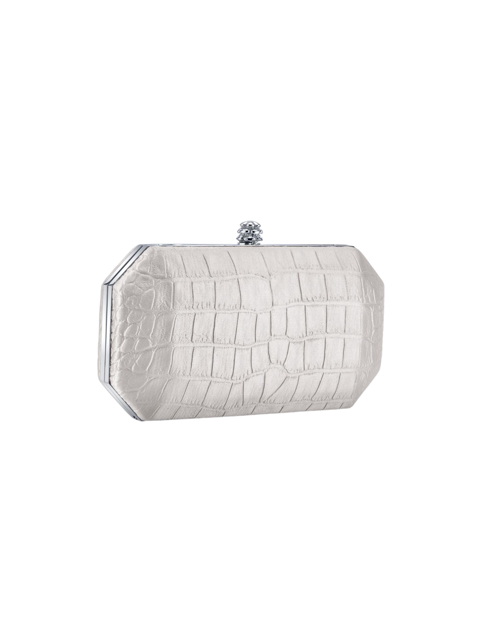 HerPorte-Ivory Stamped Satin Perry Clutch