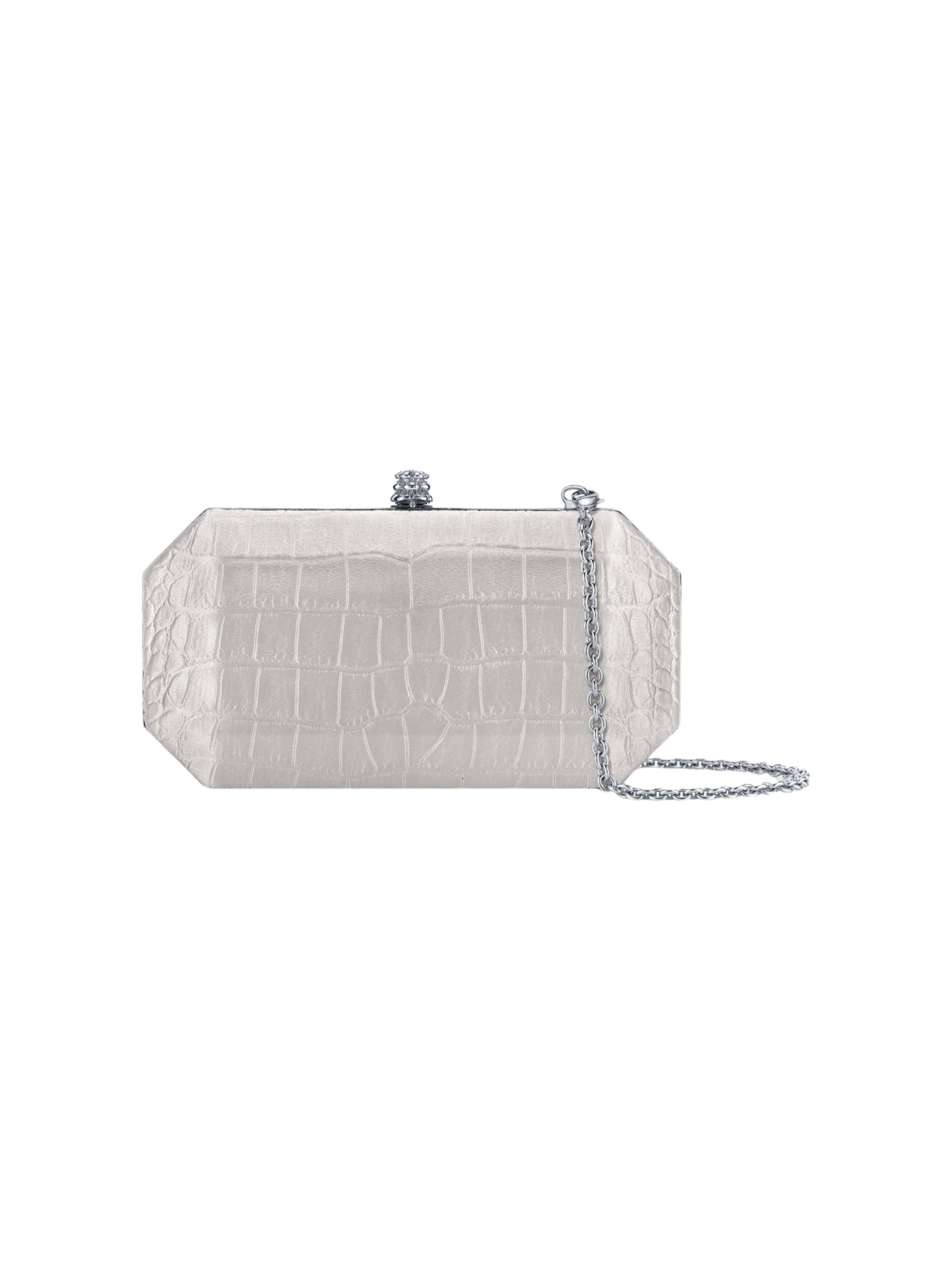 HerPorte-Ivory Stamped Satin Perry Clutch