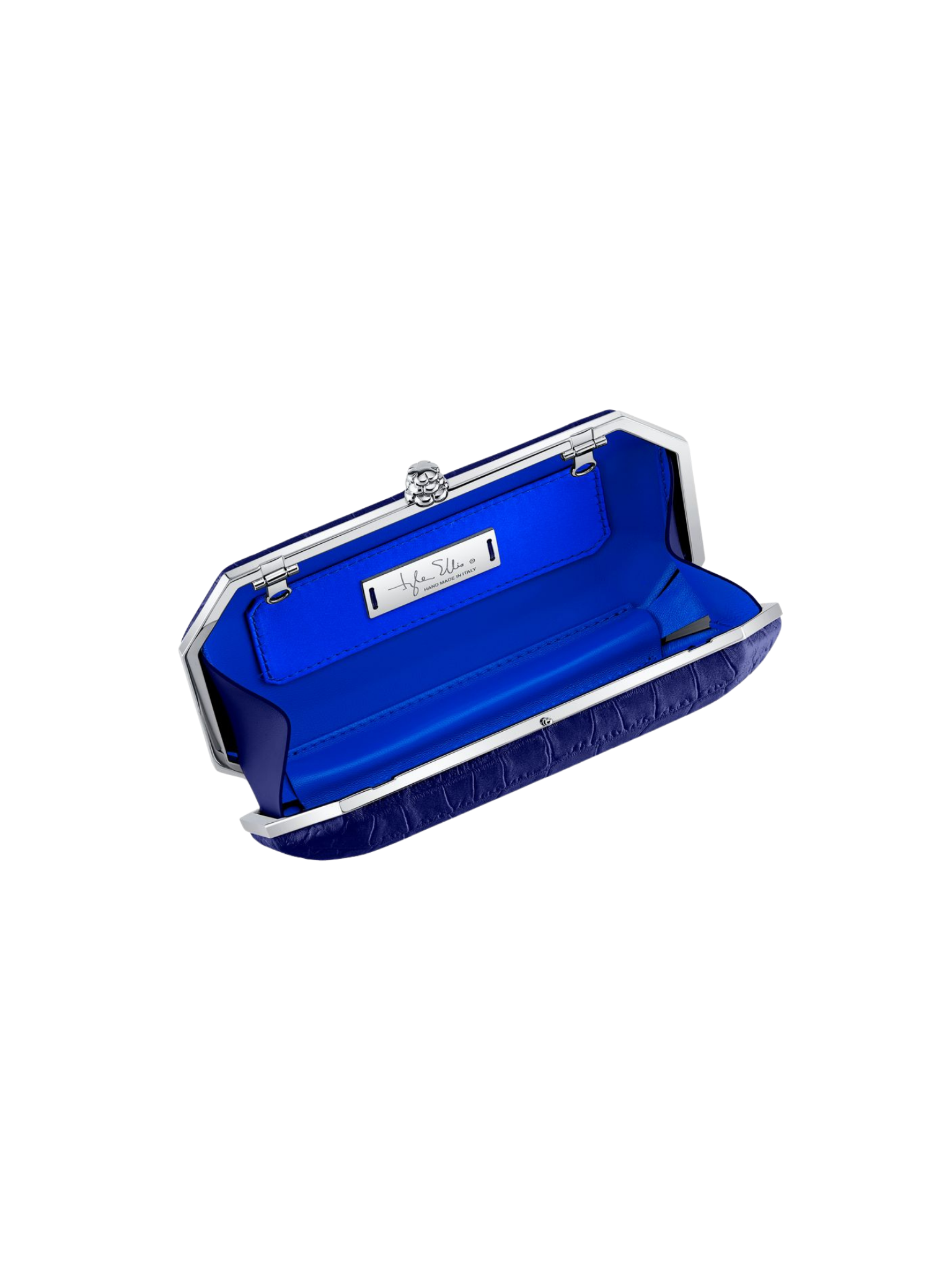 HerPorte-Sapphire Stamped Satin Perry Clutch