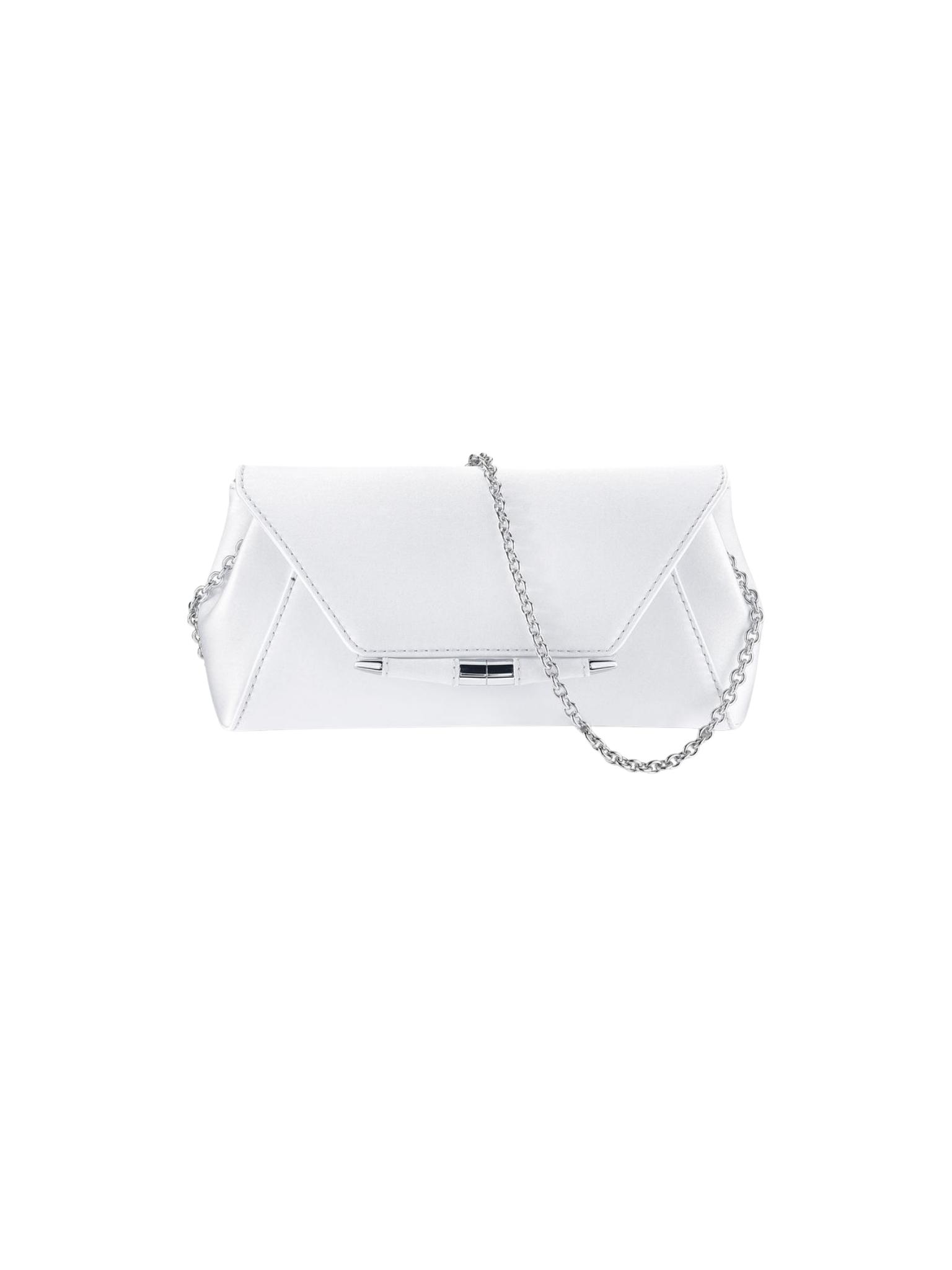 HerPorte-Pegasus White ‘IDRO’ Treated Satin Piper Clutch